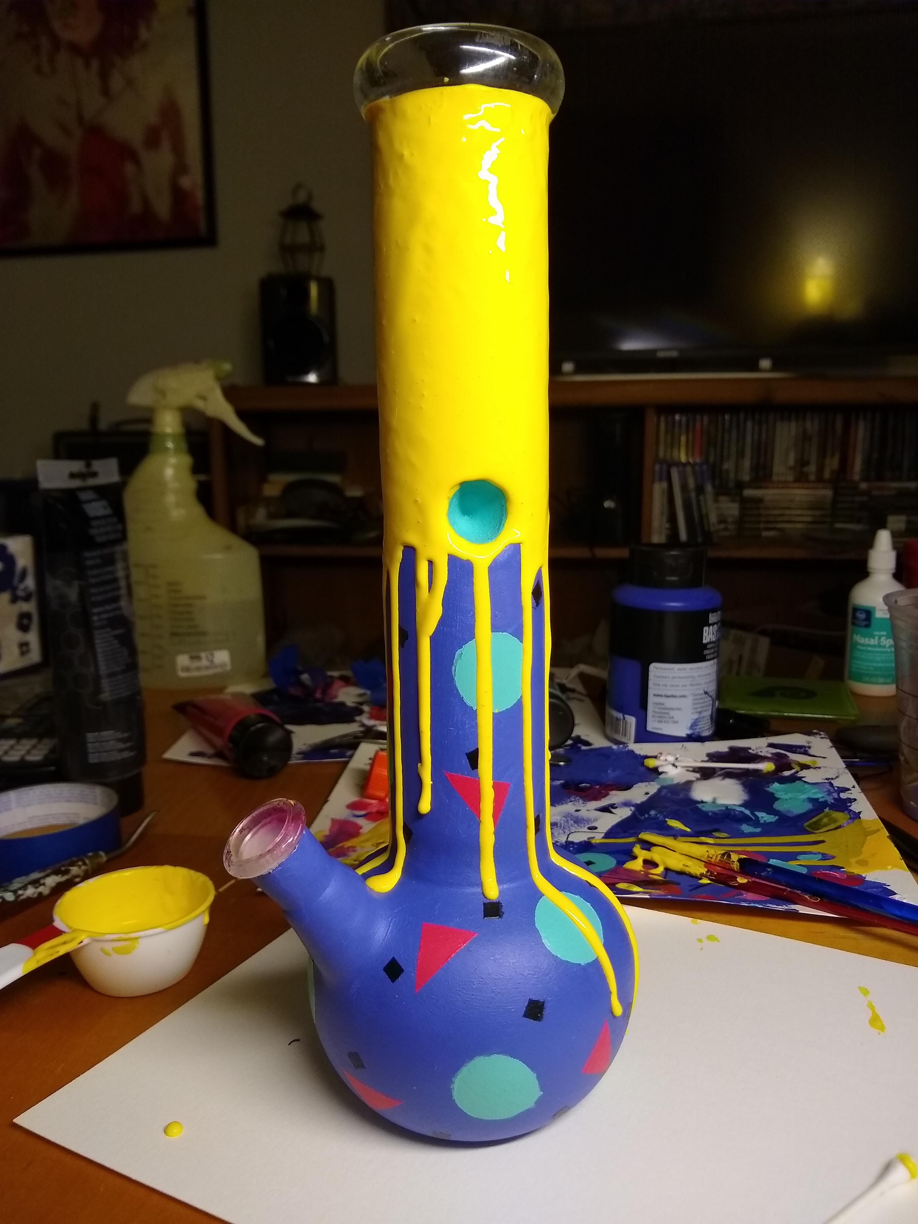 I don't post much, but I just finished painting my bong and I thought