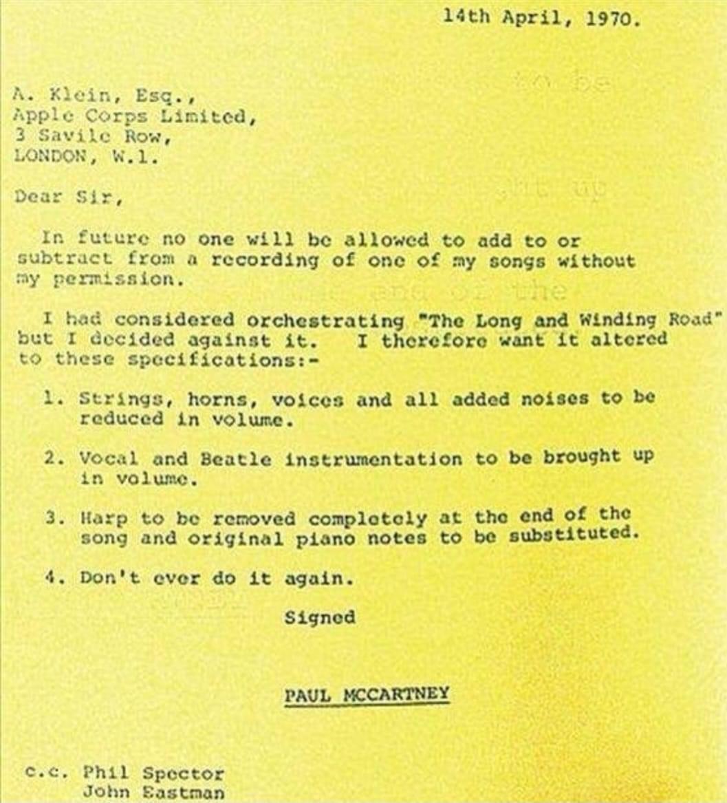 Paul McCartney letter Alan Klein which I deleted by mistake r/beatles