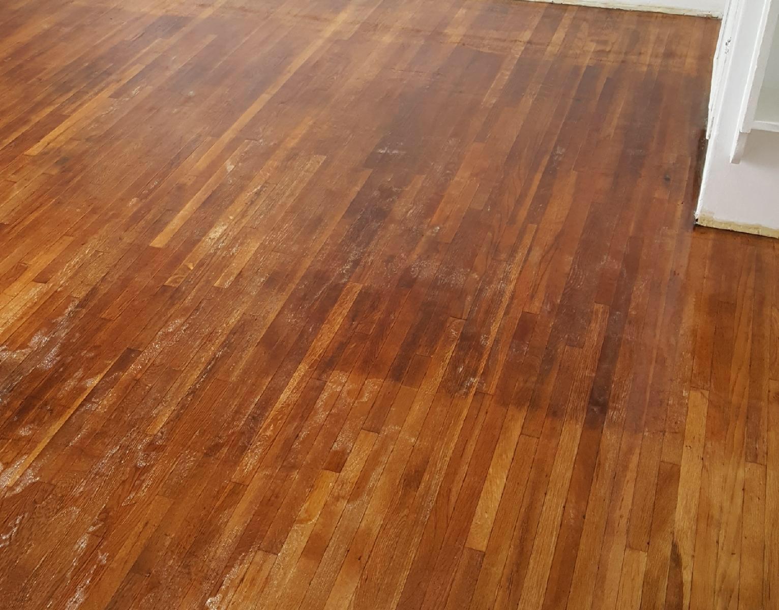 Help! Refinishing floors and now white spots. My husband and I bought a
