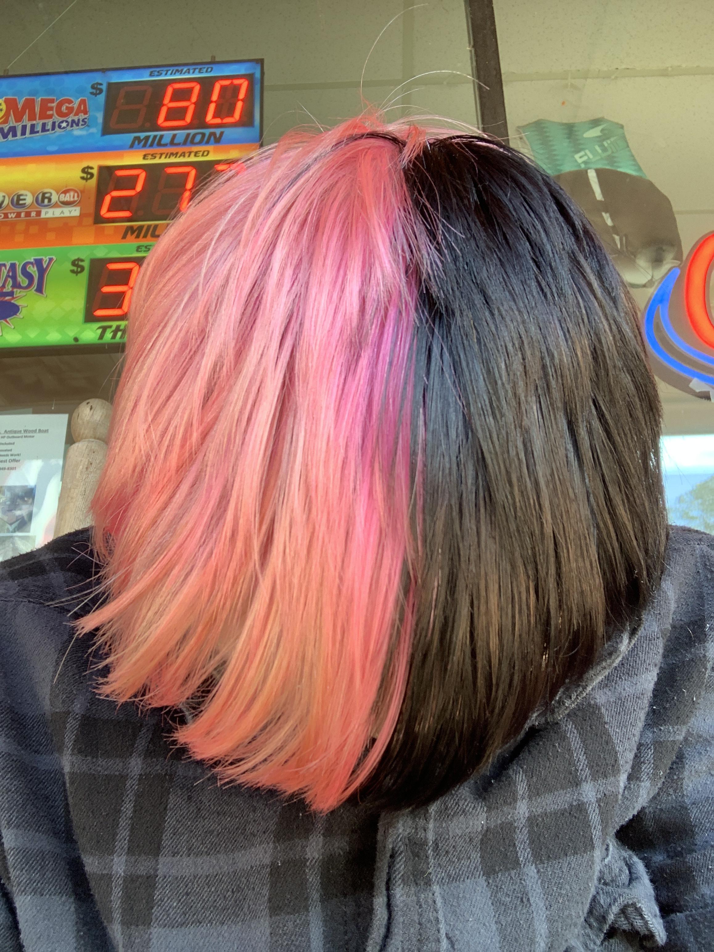 Half Black Half Pink Hair