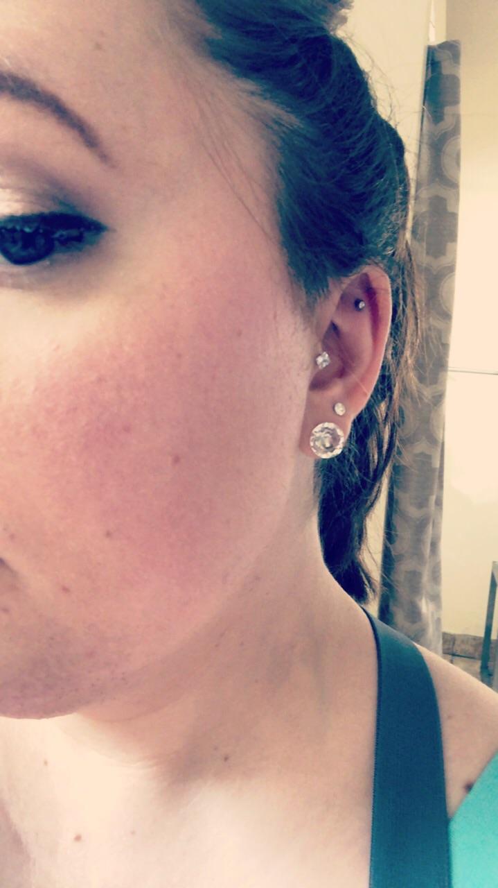 New flat cartilage/far in helix. Love it! Pierced by KnM Body Art in