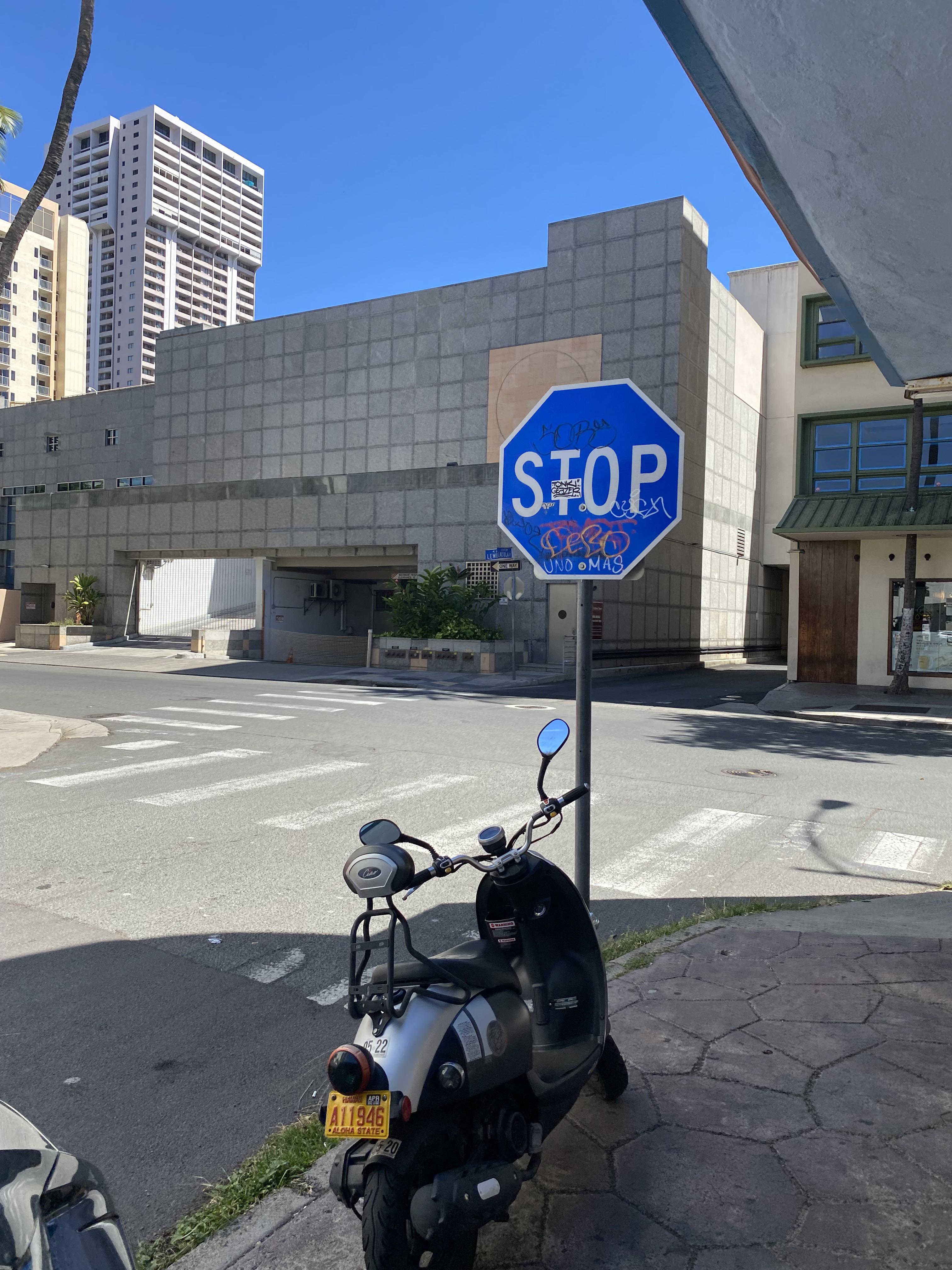 This blue stop sign in Hawaii. r/mildlyinteresting