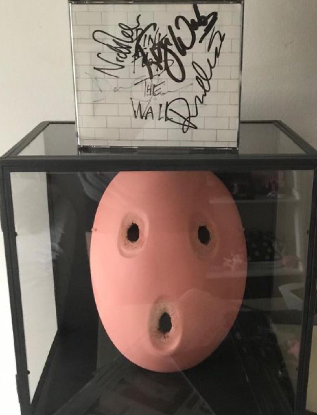 Original pink film mask and signed Wall CD.. r/pinkfloyd