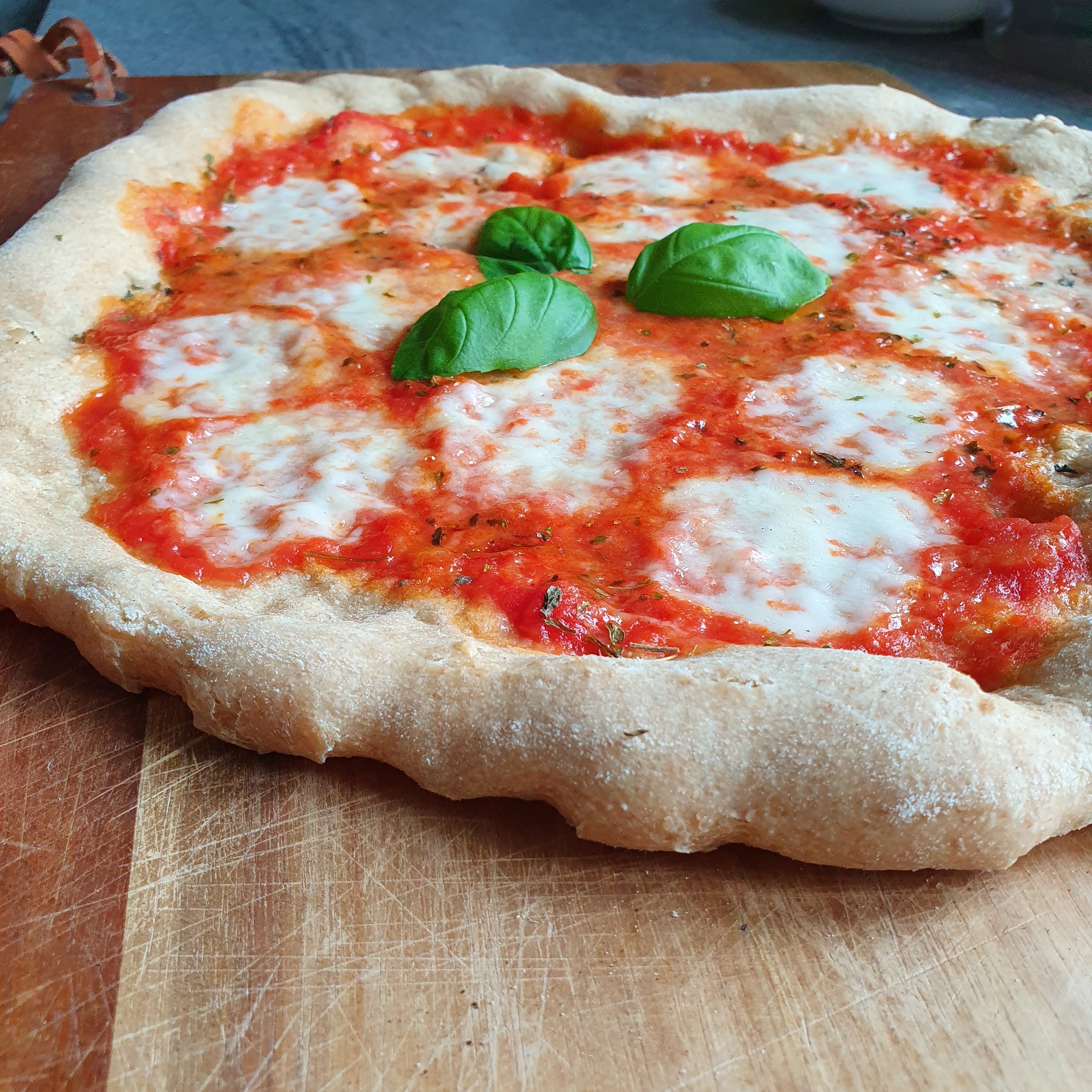 This was a relatively breadlike pizza. I tried 50 bread flour and 50