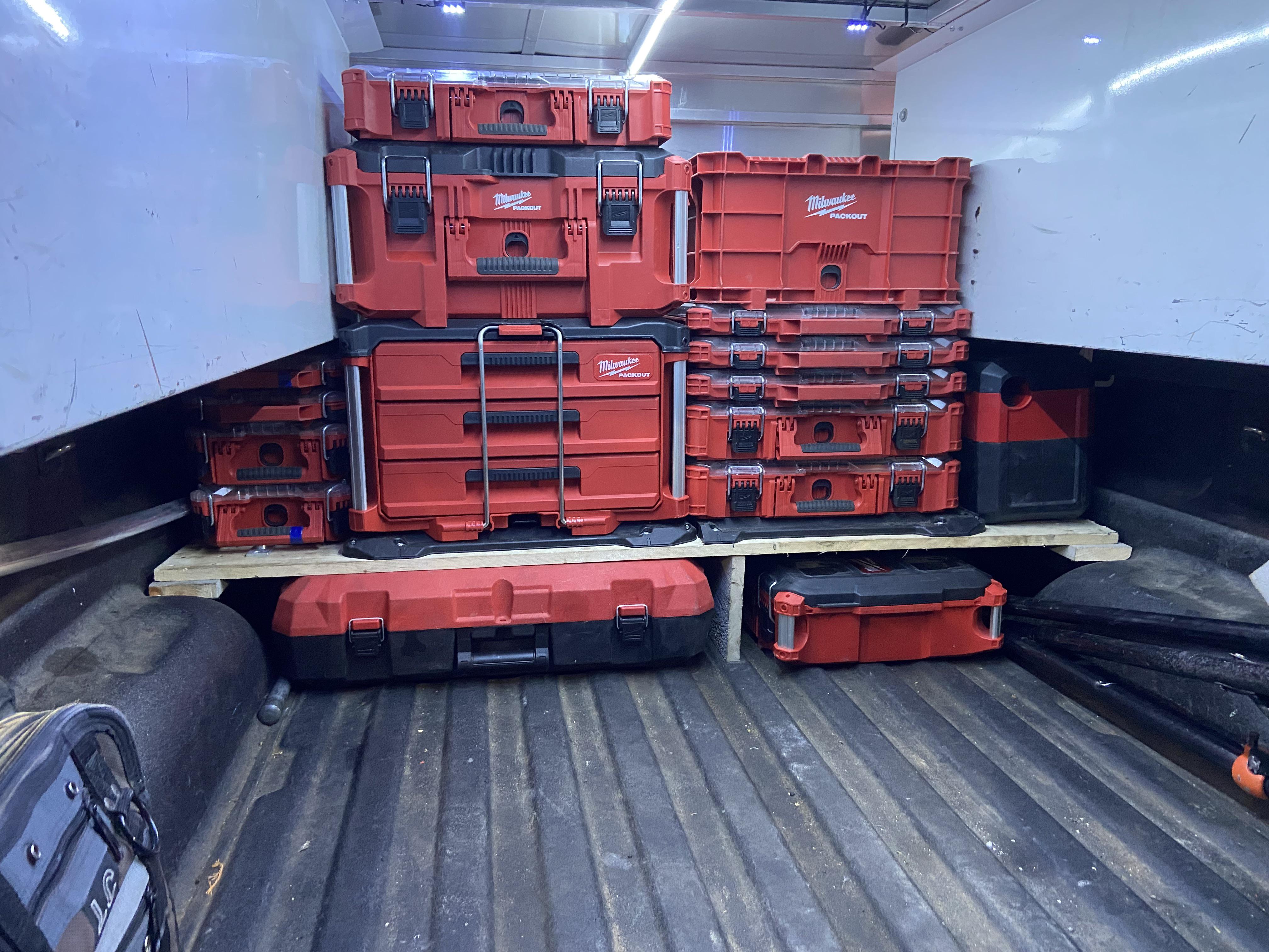 Packout stack growing, soon I will add a bed slide for the truck! r