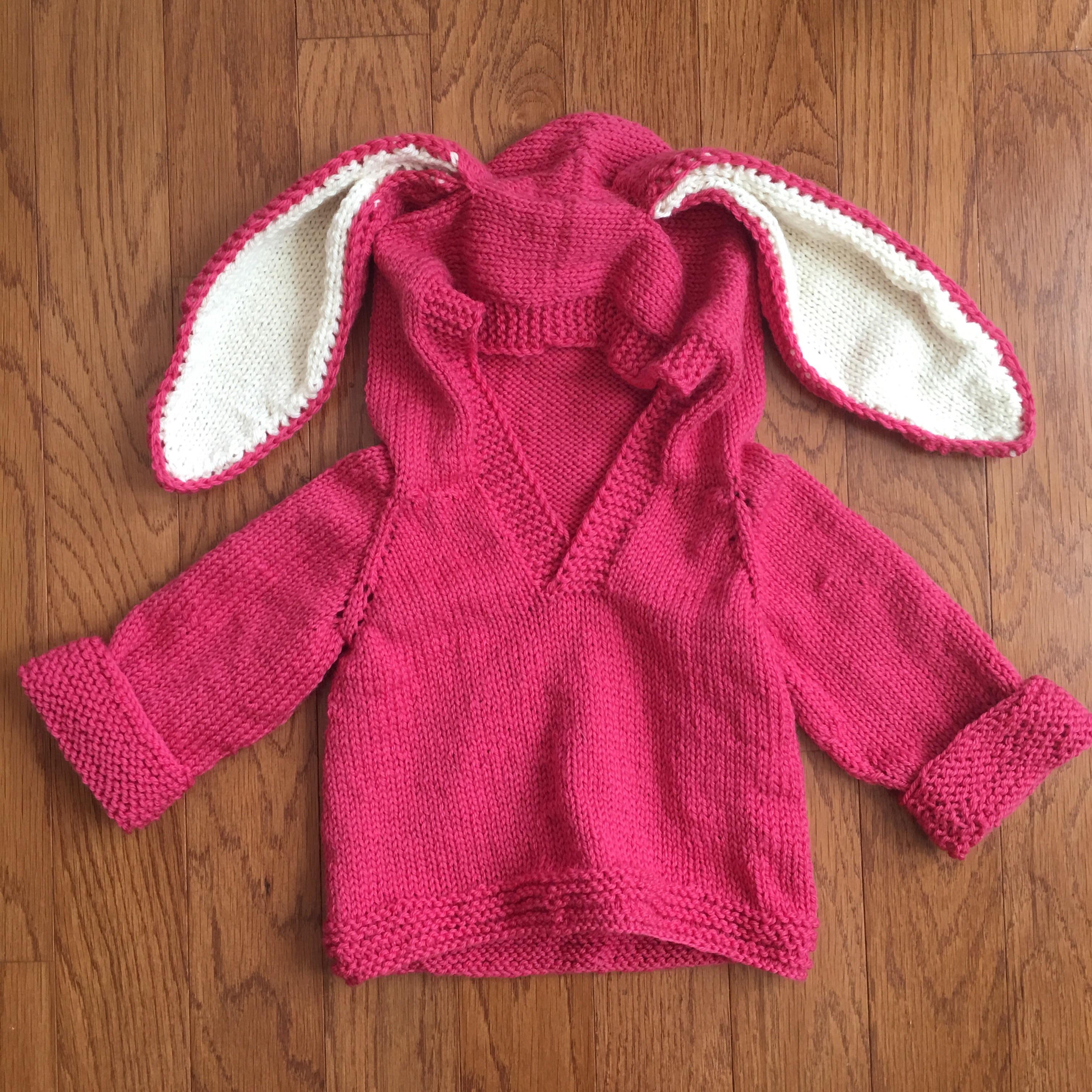 [FO] baby bunny ears sweater for my expecting friend! r/knitting