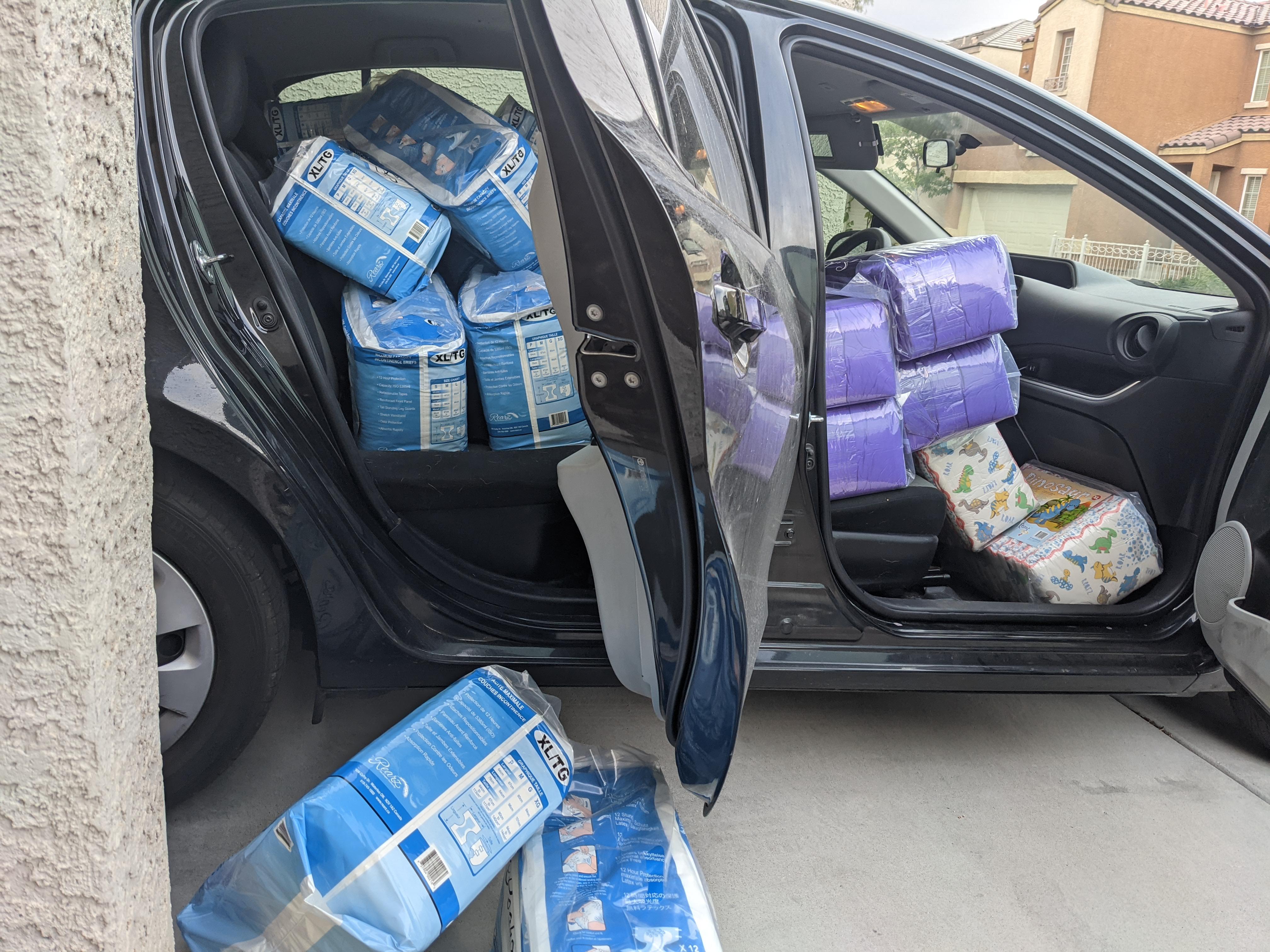 Distributing XL diapers in Las Vegas to those in need of them! More