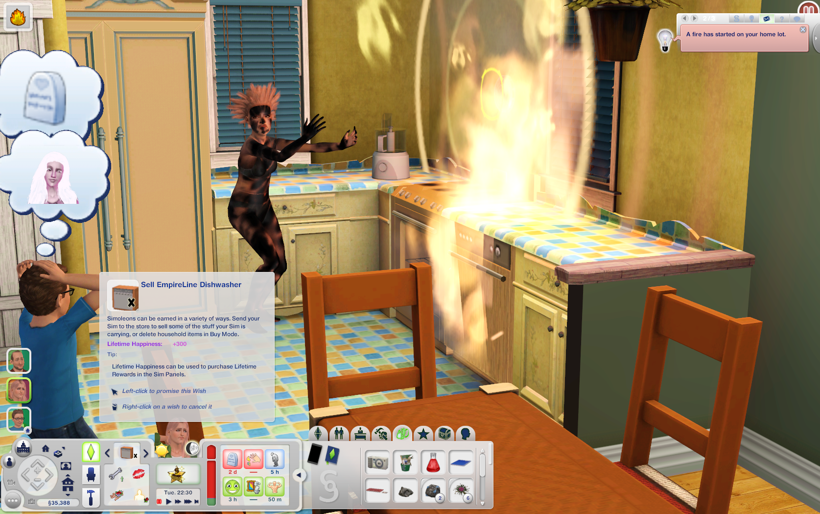 She tried to repair the dishwasher it caught fire, she got signed and