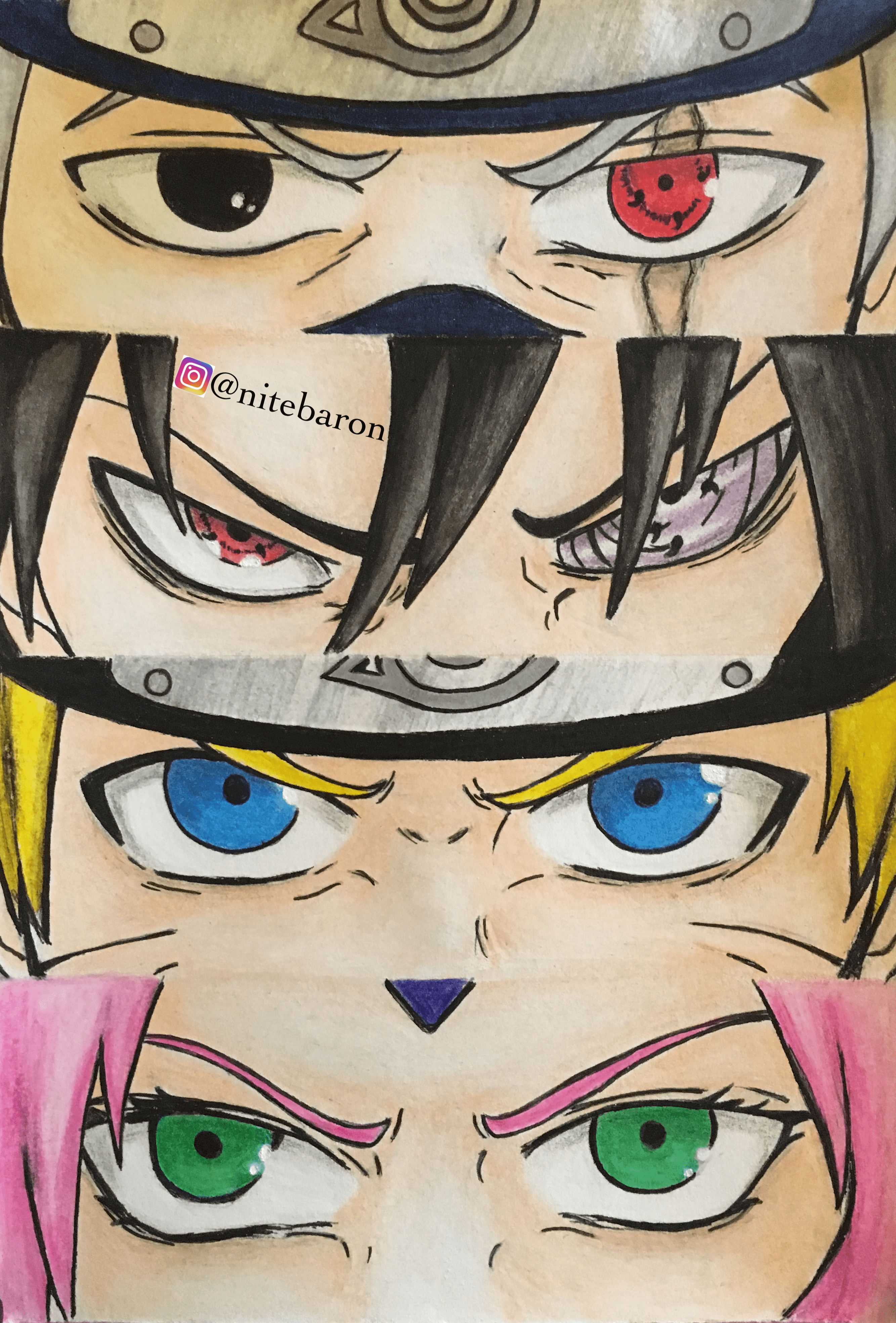Team 7 eyes drawing Naruto