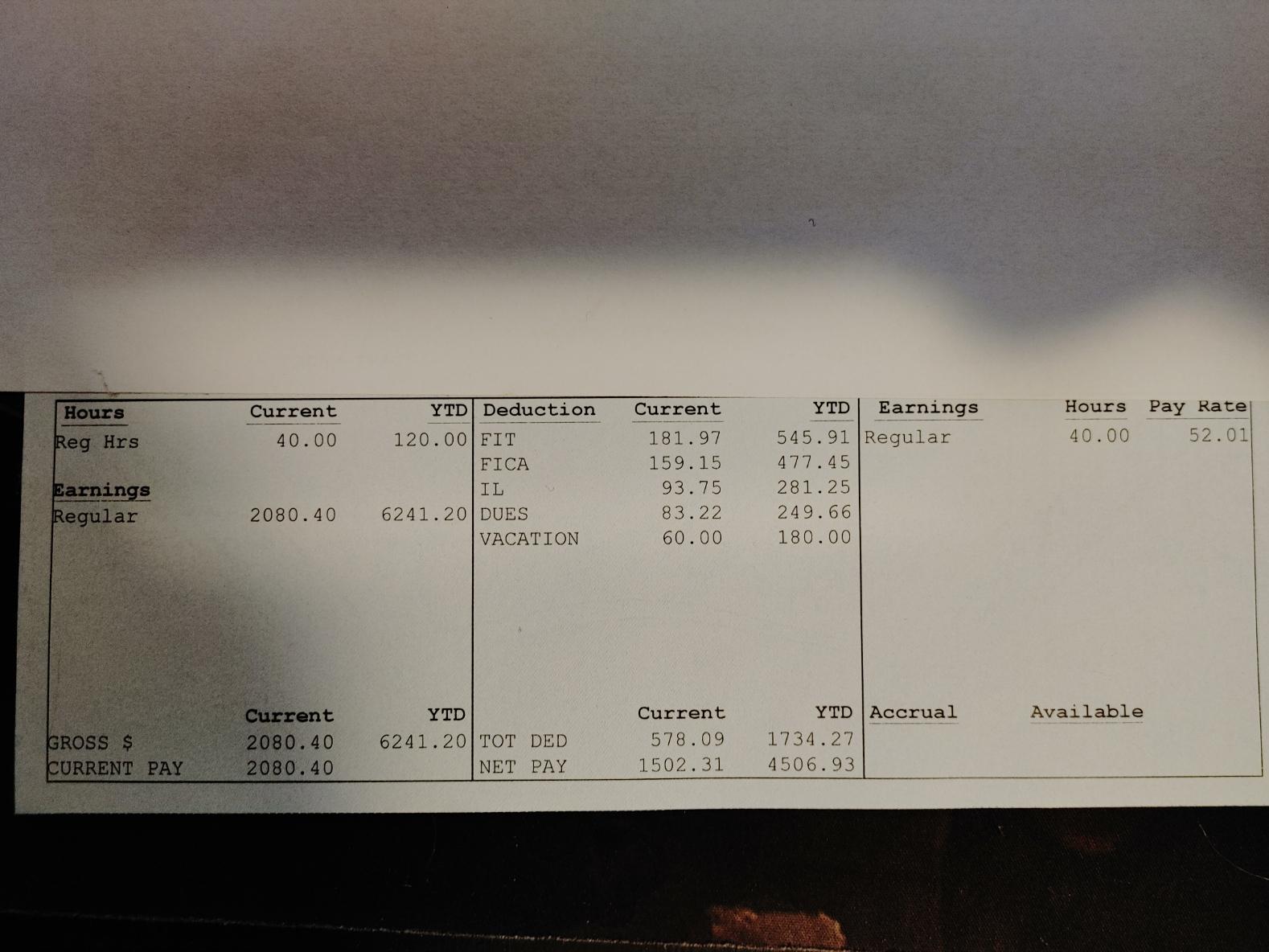 Actual union wage sheet and pay stub r/antiwork