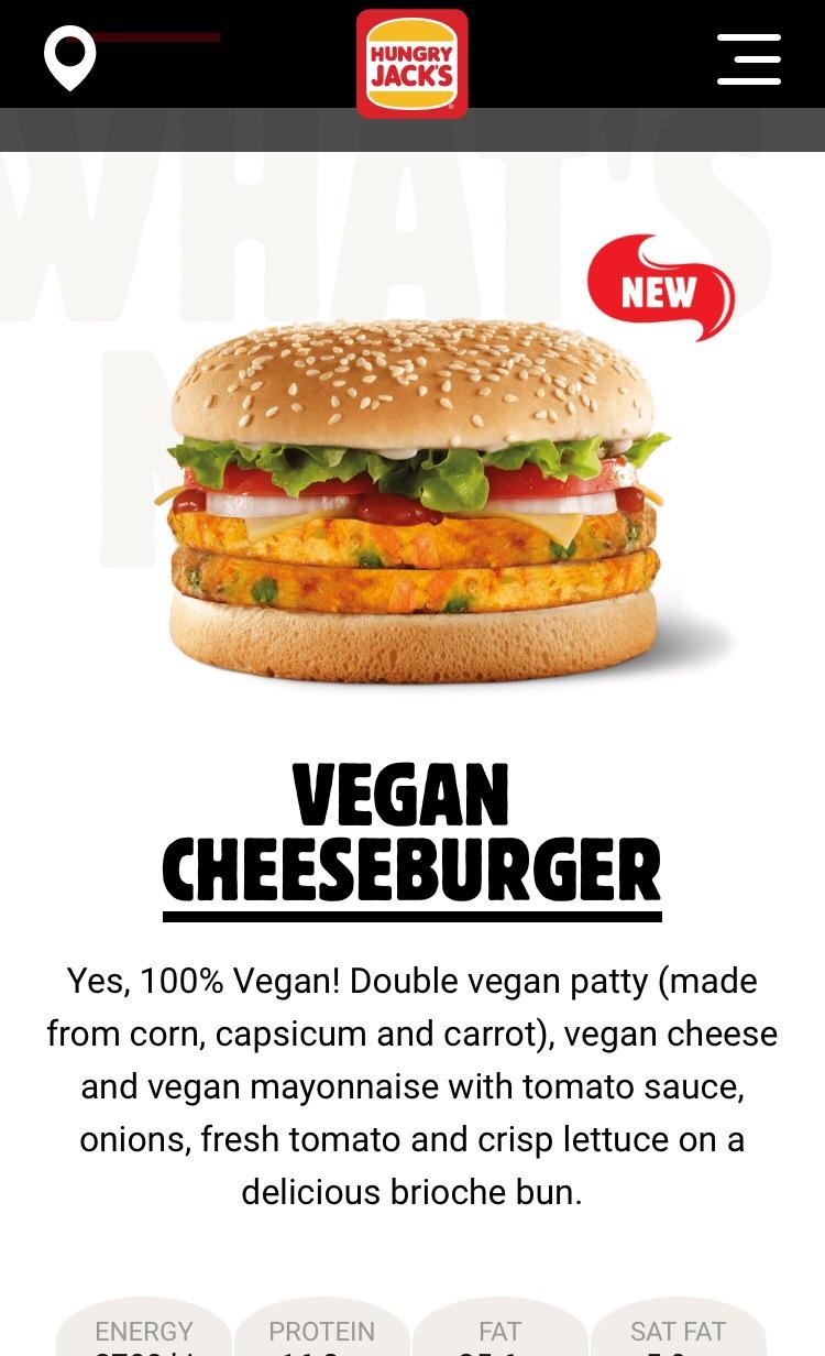 Hungry Jacks Vegan Burger Nutritional Information Burger Poster