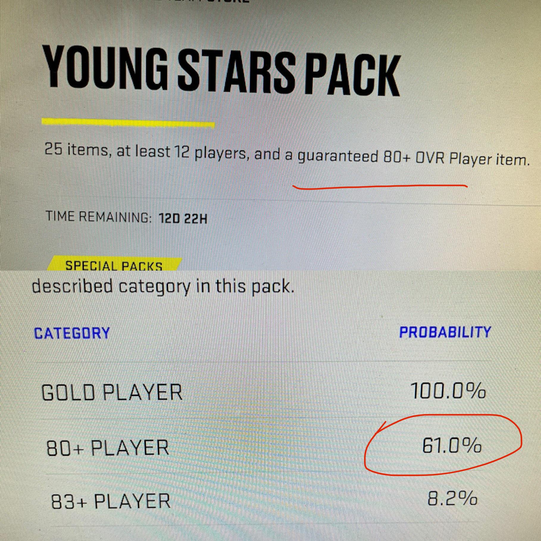 young stars pack error? r/NHLHUT