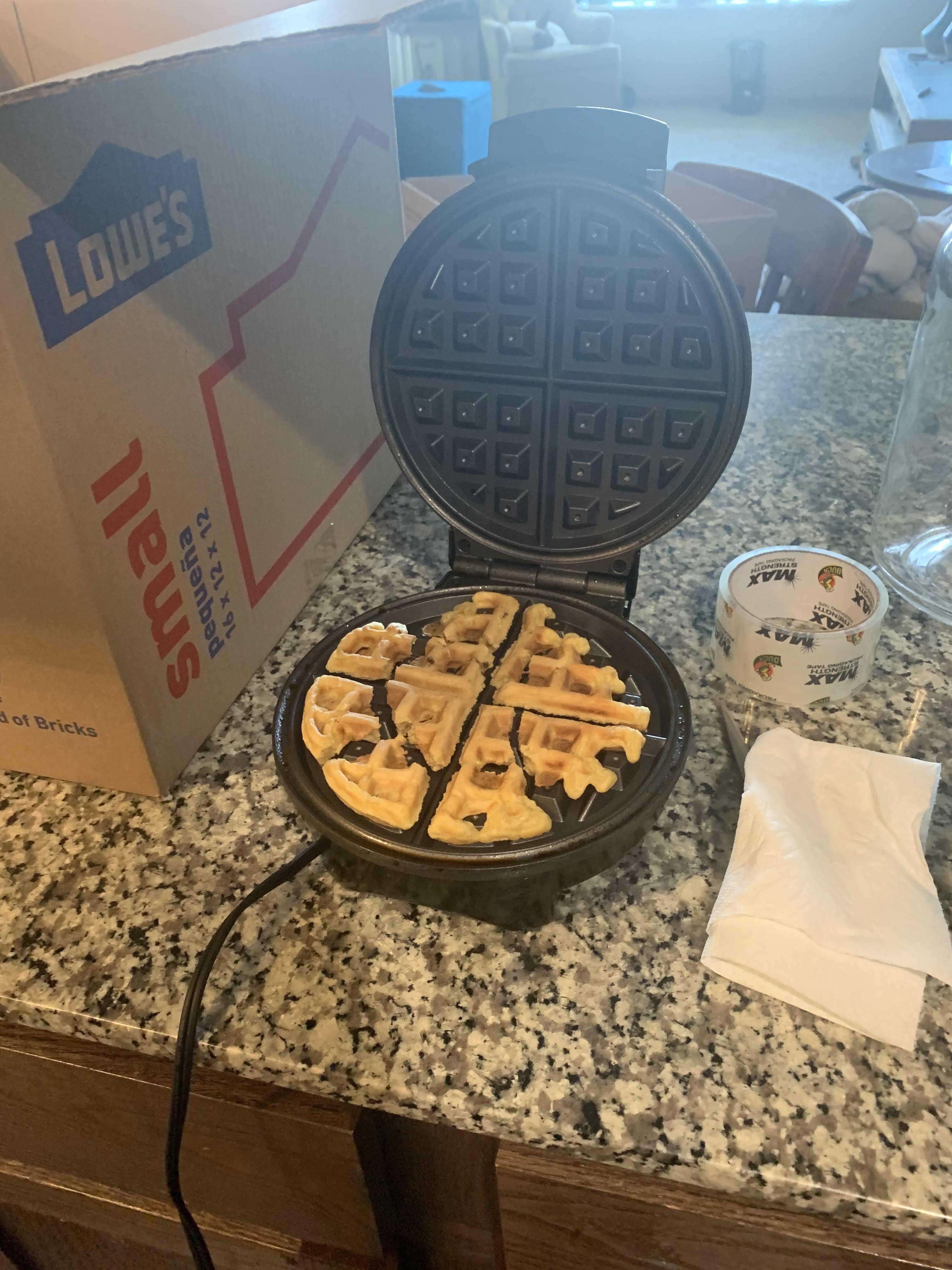 While packing for our move I discovered a 2 month old waffle that I somehow about