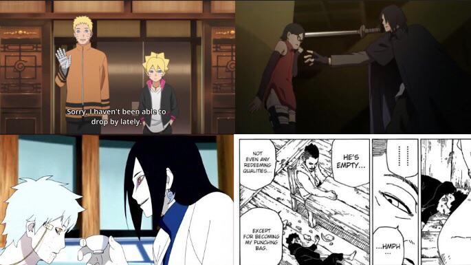 Boruto, Sarada, Mitsuki and Kawaki started with such different dad