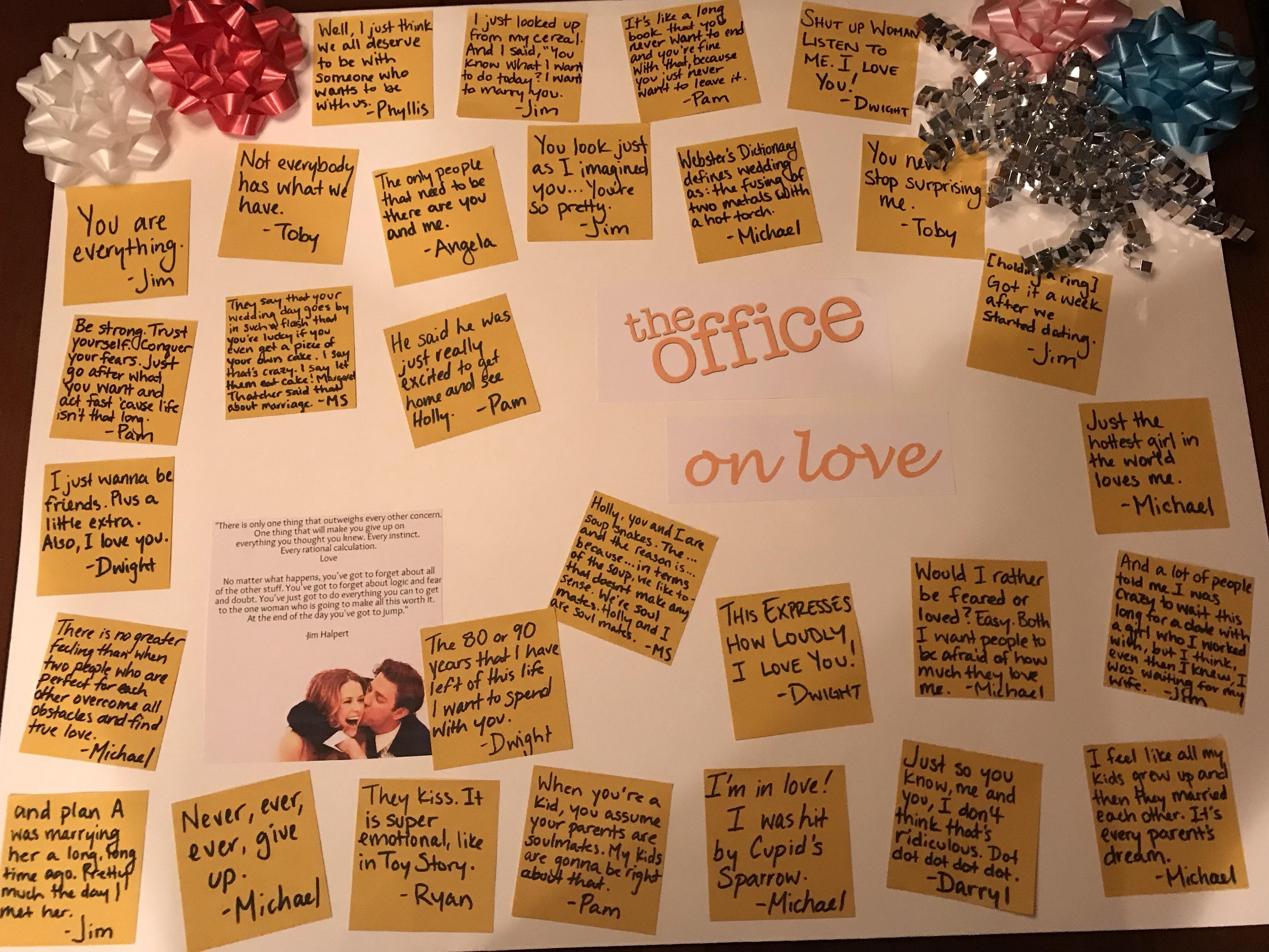 An Office Wedding Gift gave this to my coworker. Inside were post it