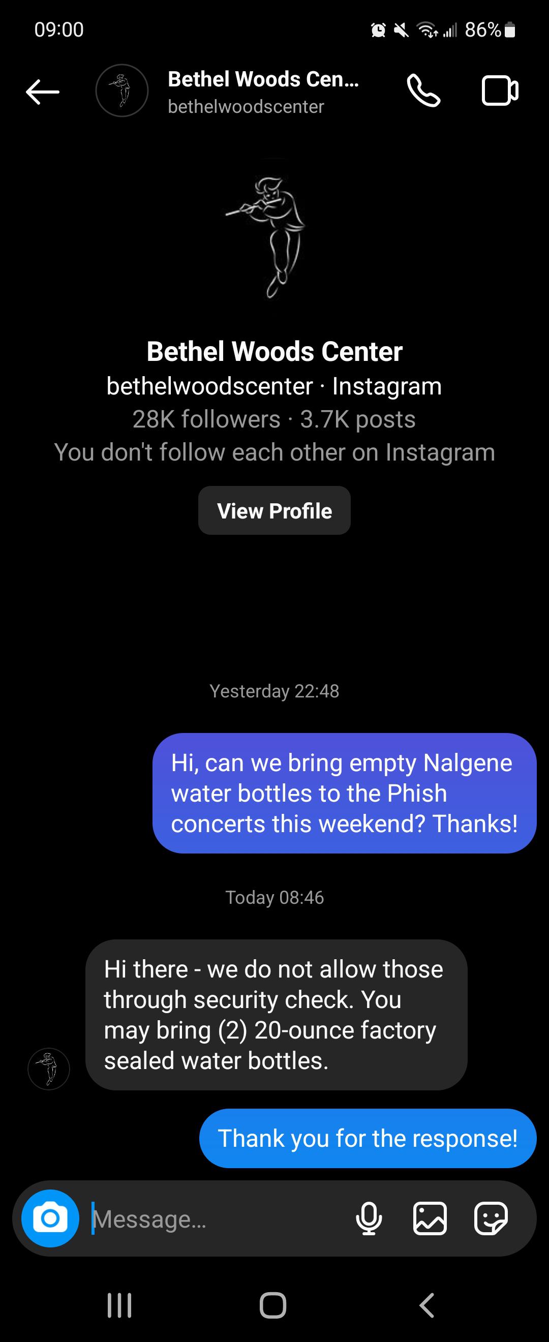 No Nalgenes allowed in Bethel phish