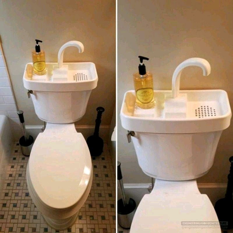 On many Japanese toilets, the hand wash sink is attached so that you