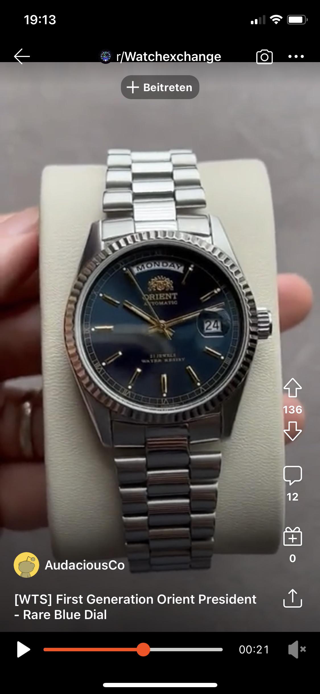 Orient president blue dial any reps of this available? r/RepTime
