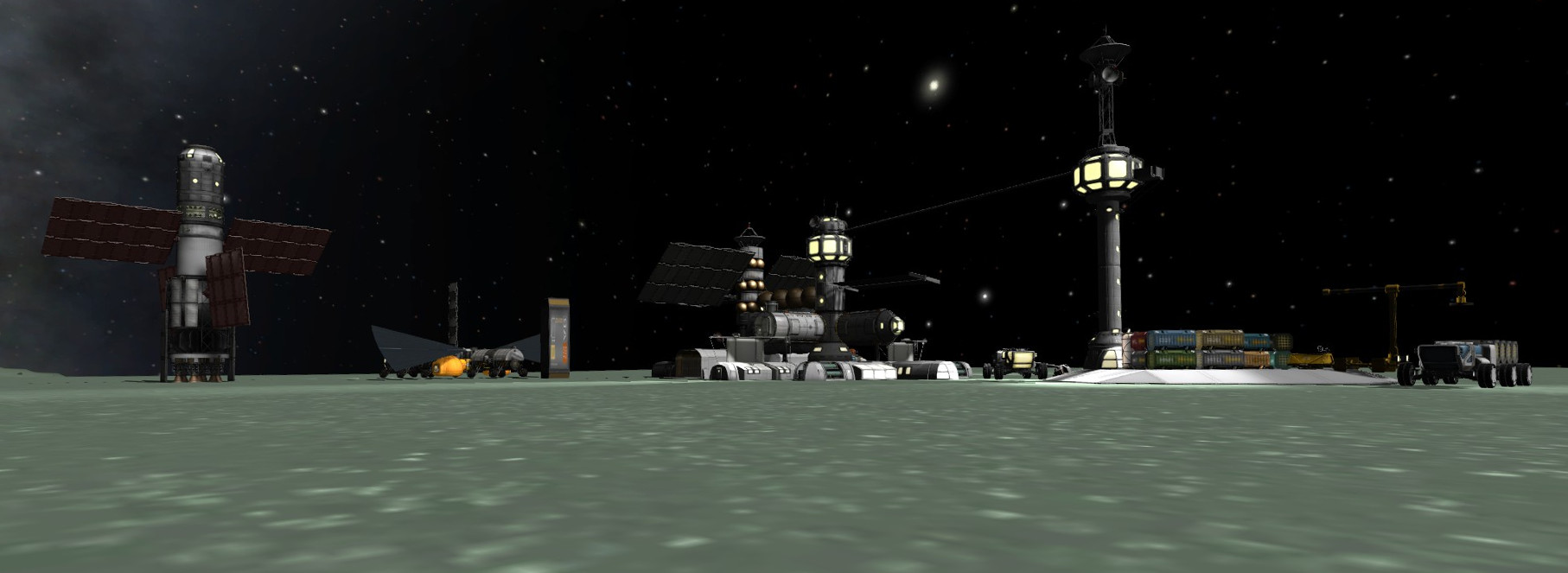 My first base built onsite using the "Ground Construction" mod Minmus Exoport r