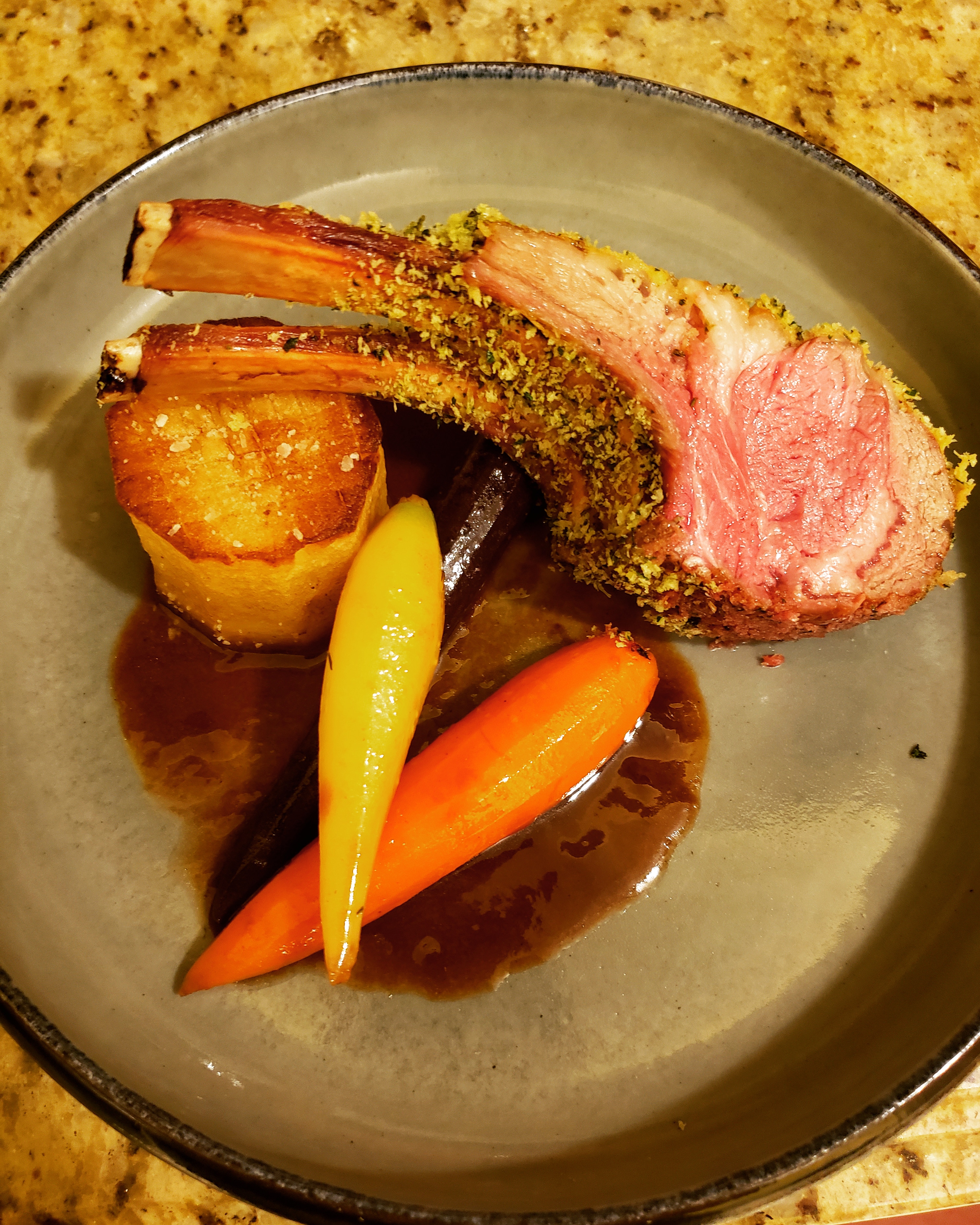 [Pro/chef] Rack of Lamb en Persillade, fondant potato, sauce bordelaise