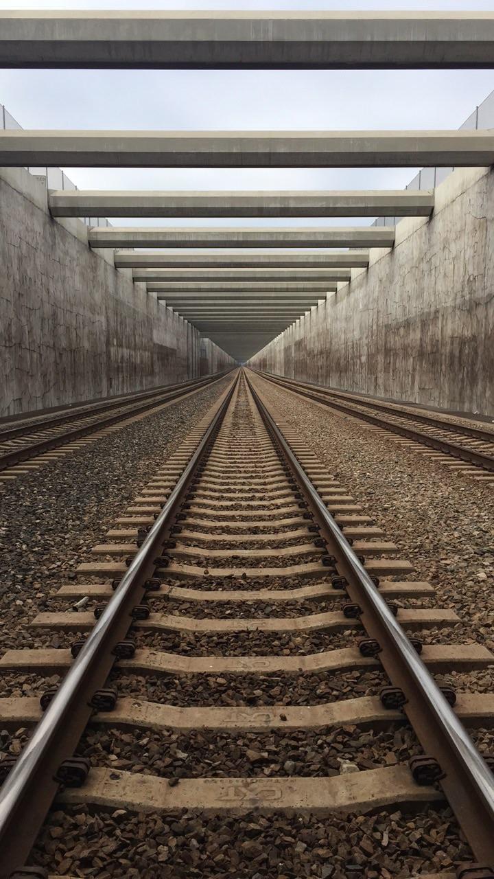 Railroad tracks near my house. Thankfully, three trains did not come at