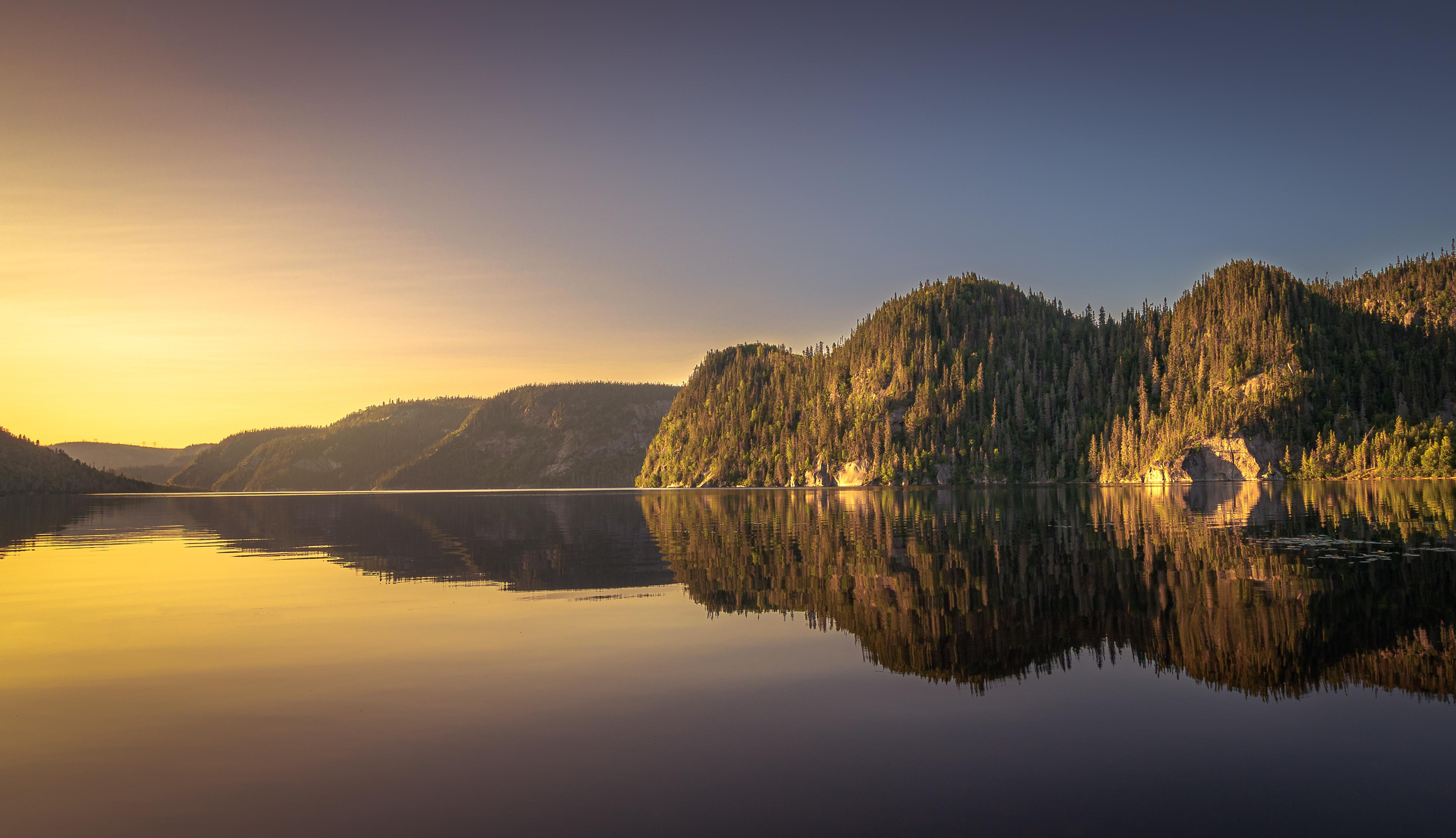 Late Summer Sunset on an Isolated Lake in Quebec, Canada