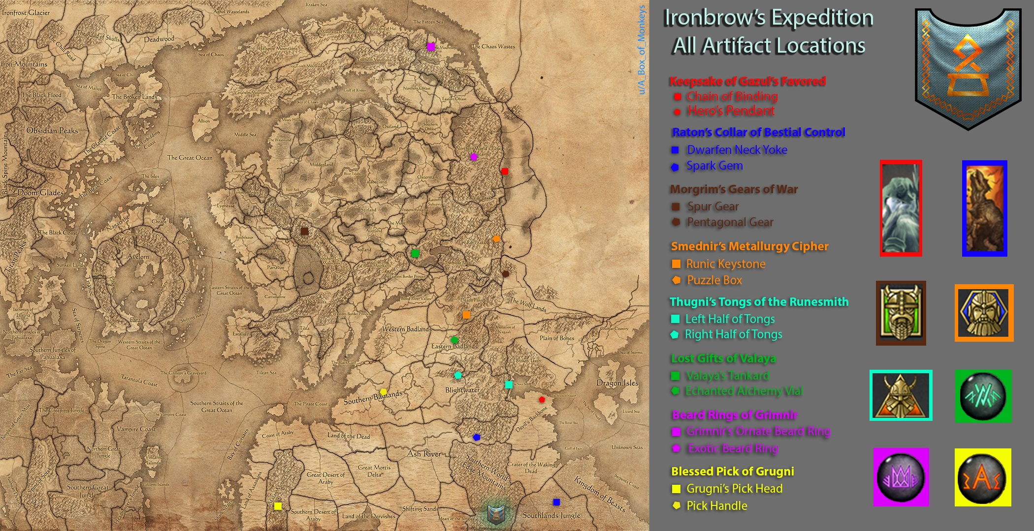 I made a quick reference guide for all artifact locations for Ironbrow
