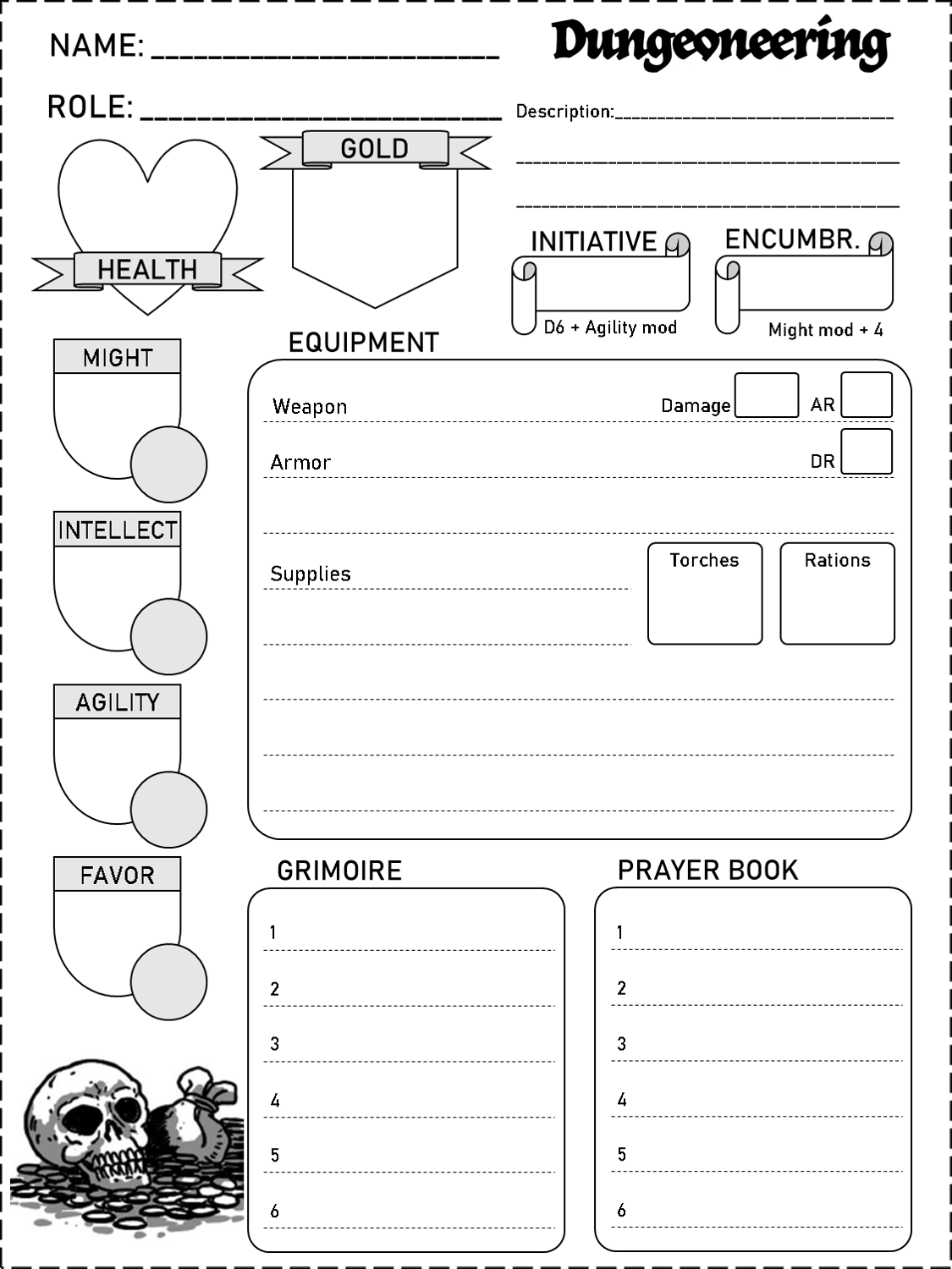 FanMade Character Sheet for DUNGEONEERING r/DungeoneeringRPG