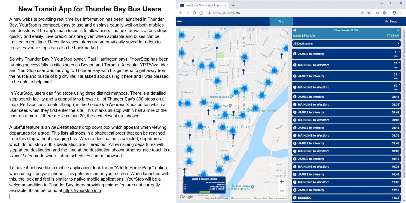 New App for Thunder Bay Bus Users ThunderBay