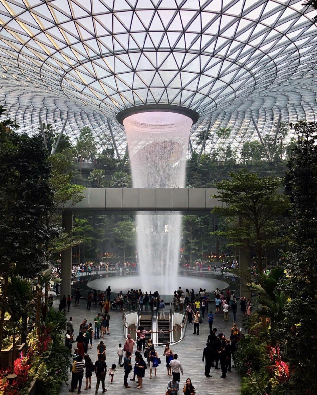 World’s tallest indoor waterfall at Singapore’s newest airport terminal