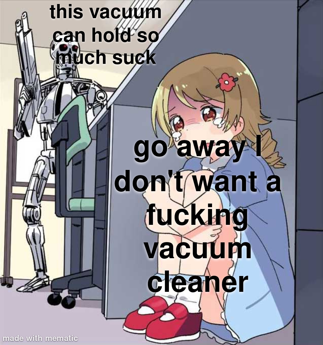 the robot vacuum salesman is very aggressive at marketing vacuum