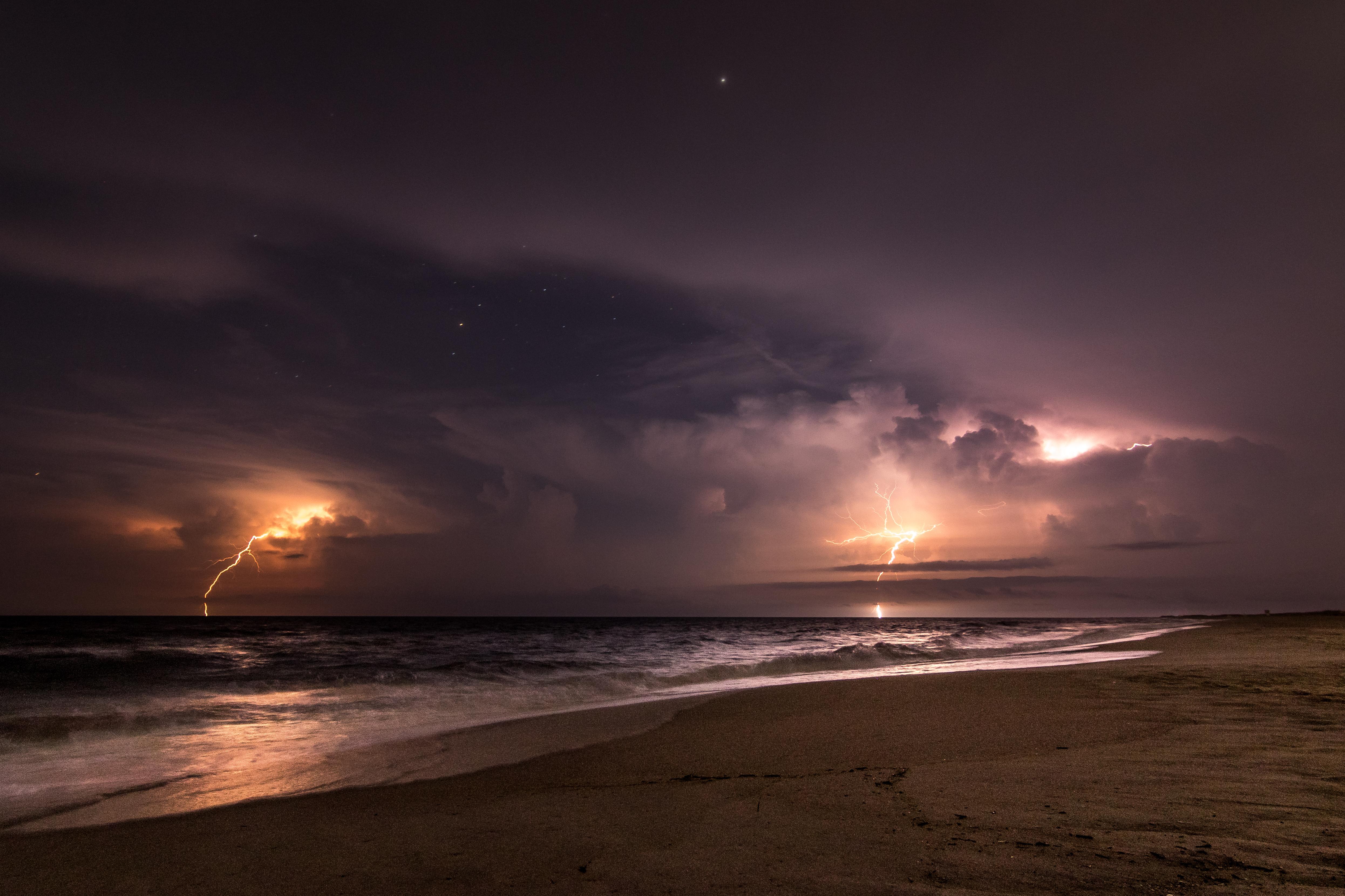 Summer storms, stars, and the sea. A 42 second exposure of the light