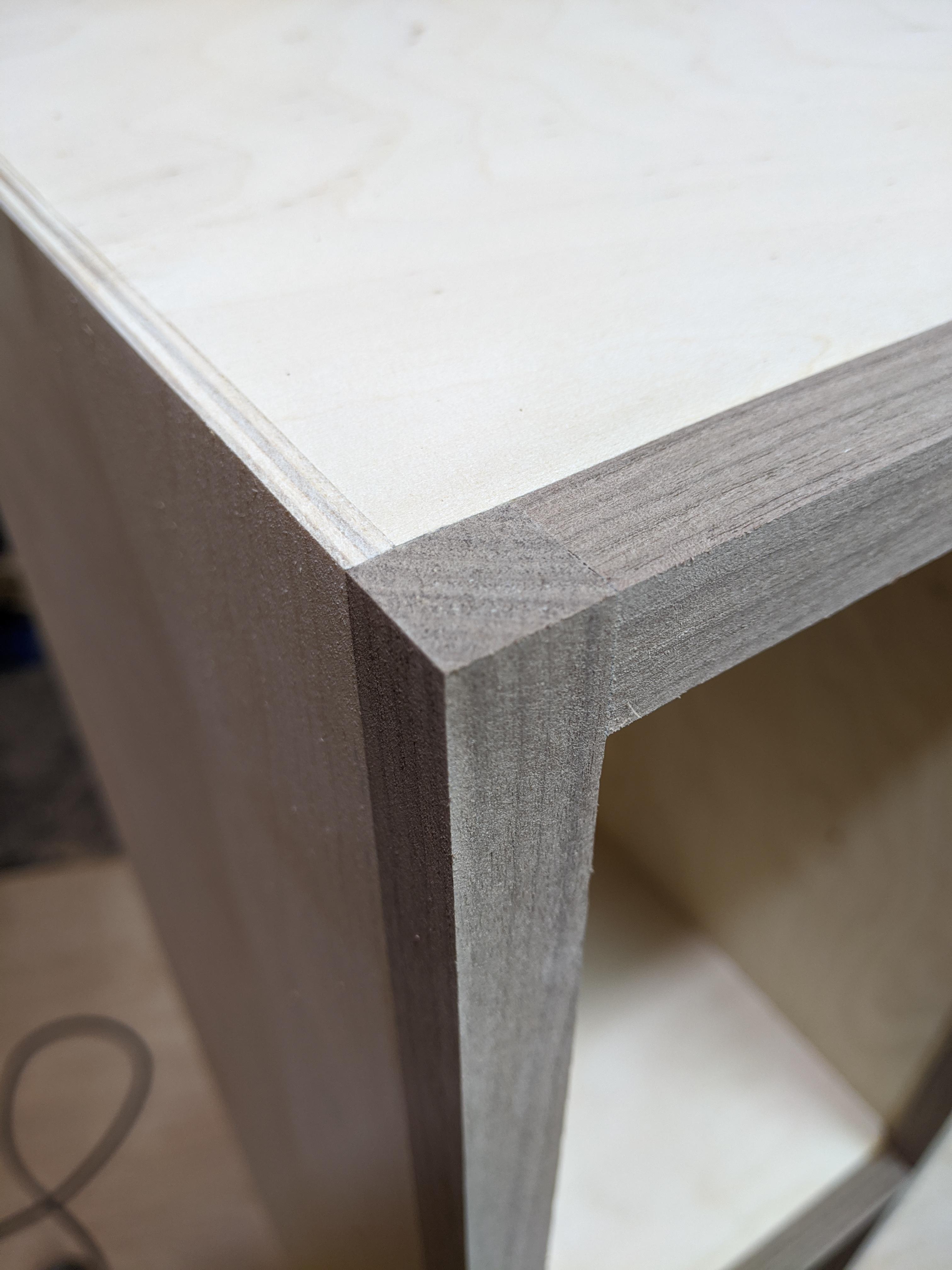 Corner Joinery. Rabited Baltic birch plywood with black walnut face