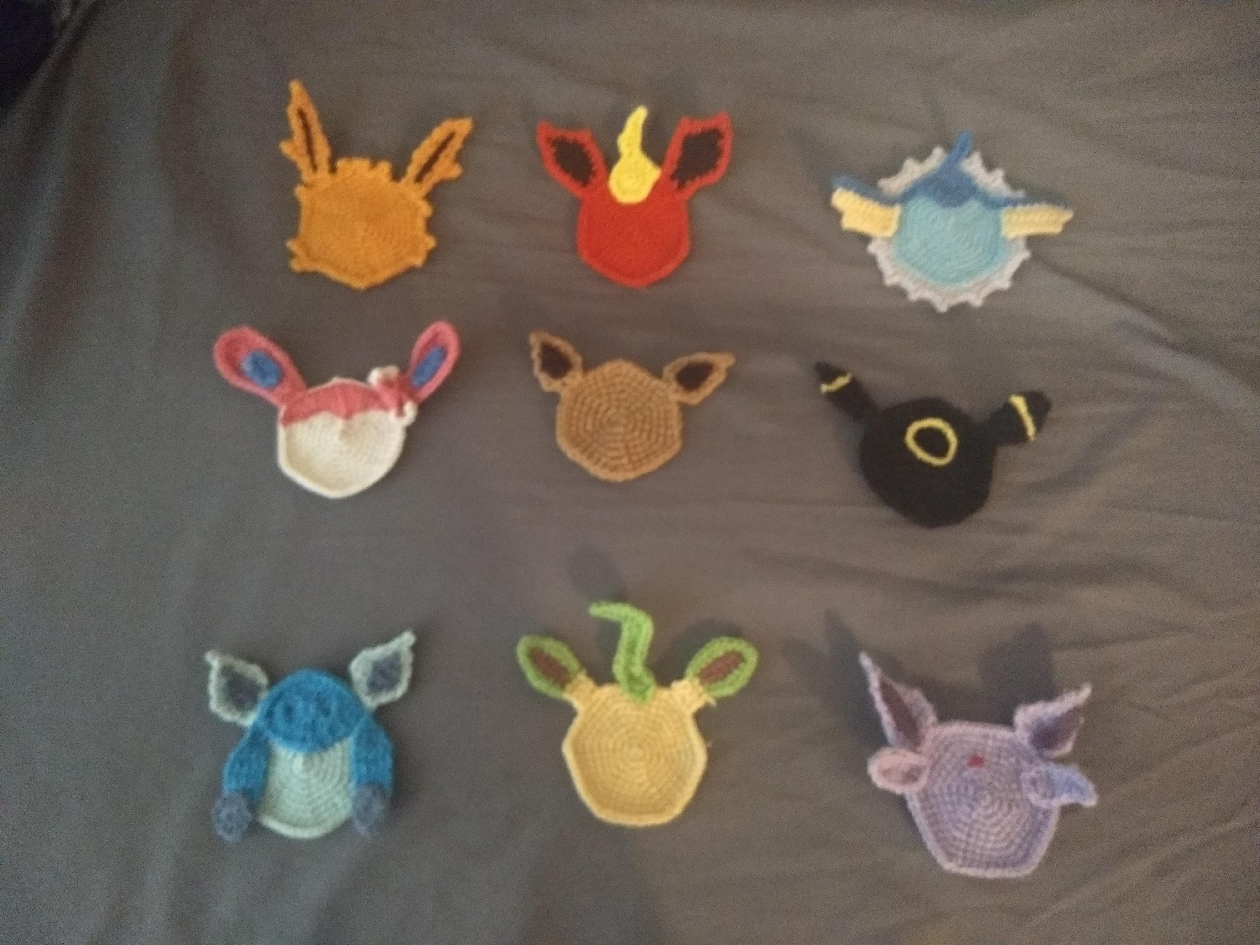 Pokemon eeveelution coasters r/crochet
