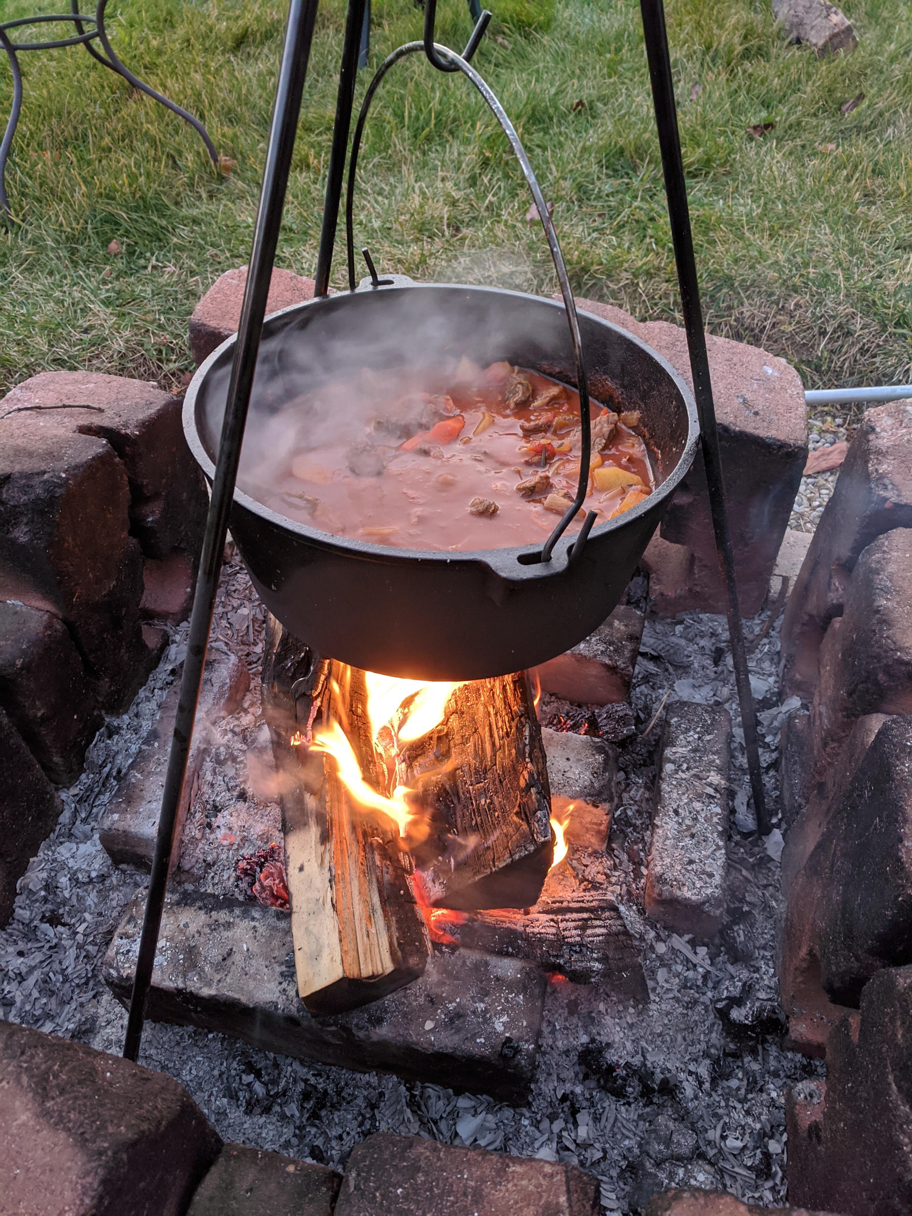 [Homemade] Beef Stew over a fire r/food