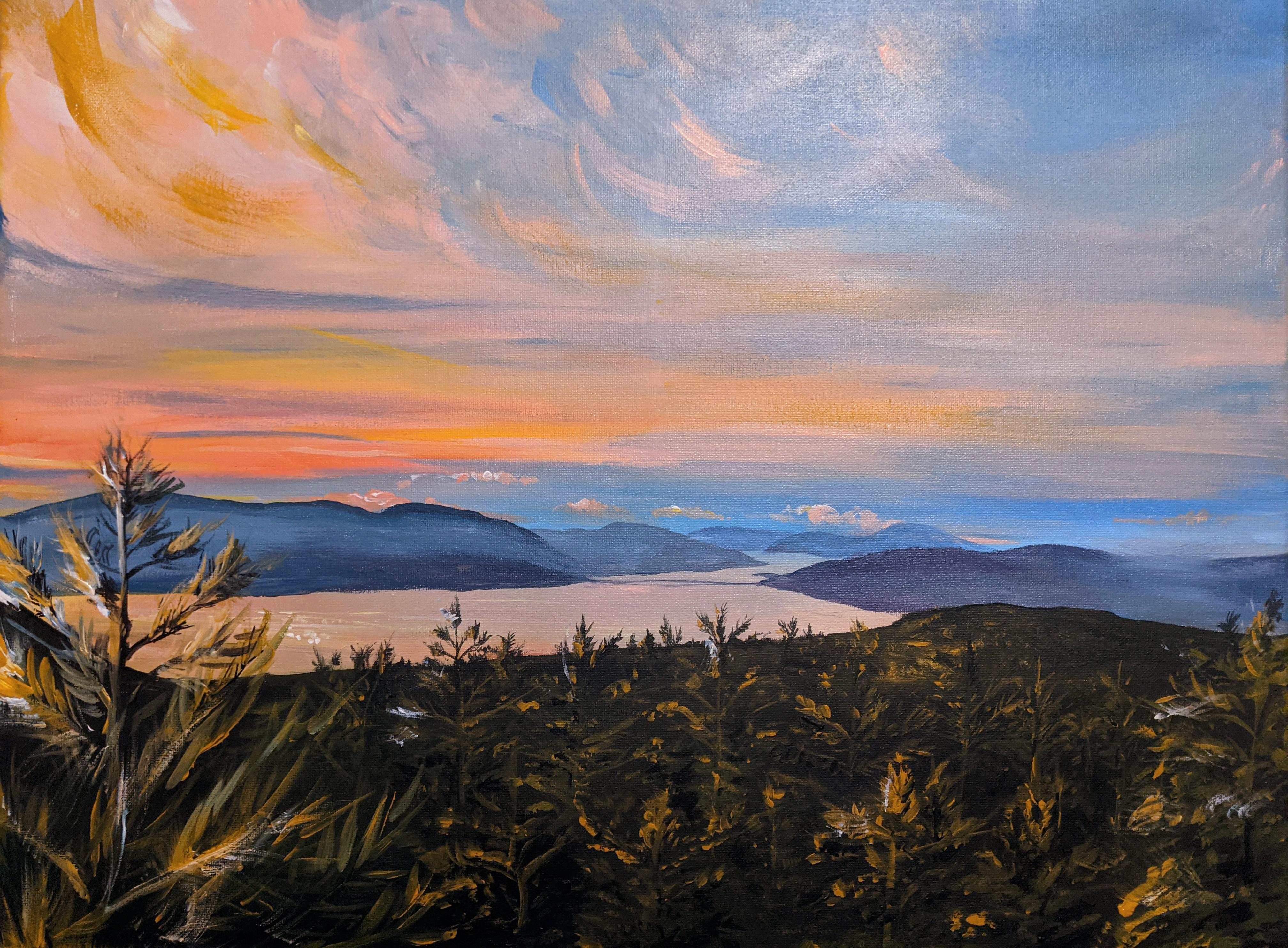 My painting of a Kelowna sunset r/kelowna