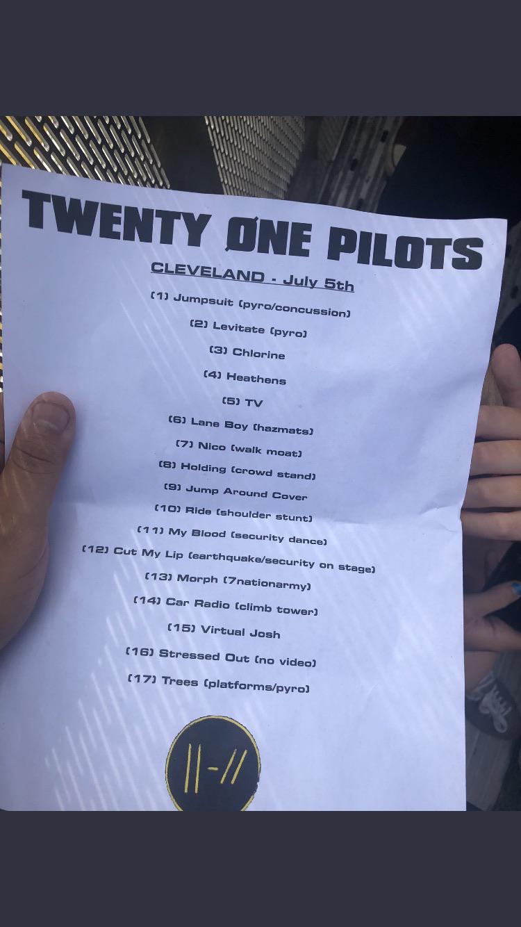 Real Setlist from the Cleveland show back from July5th, 2019 (for the