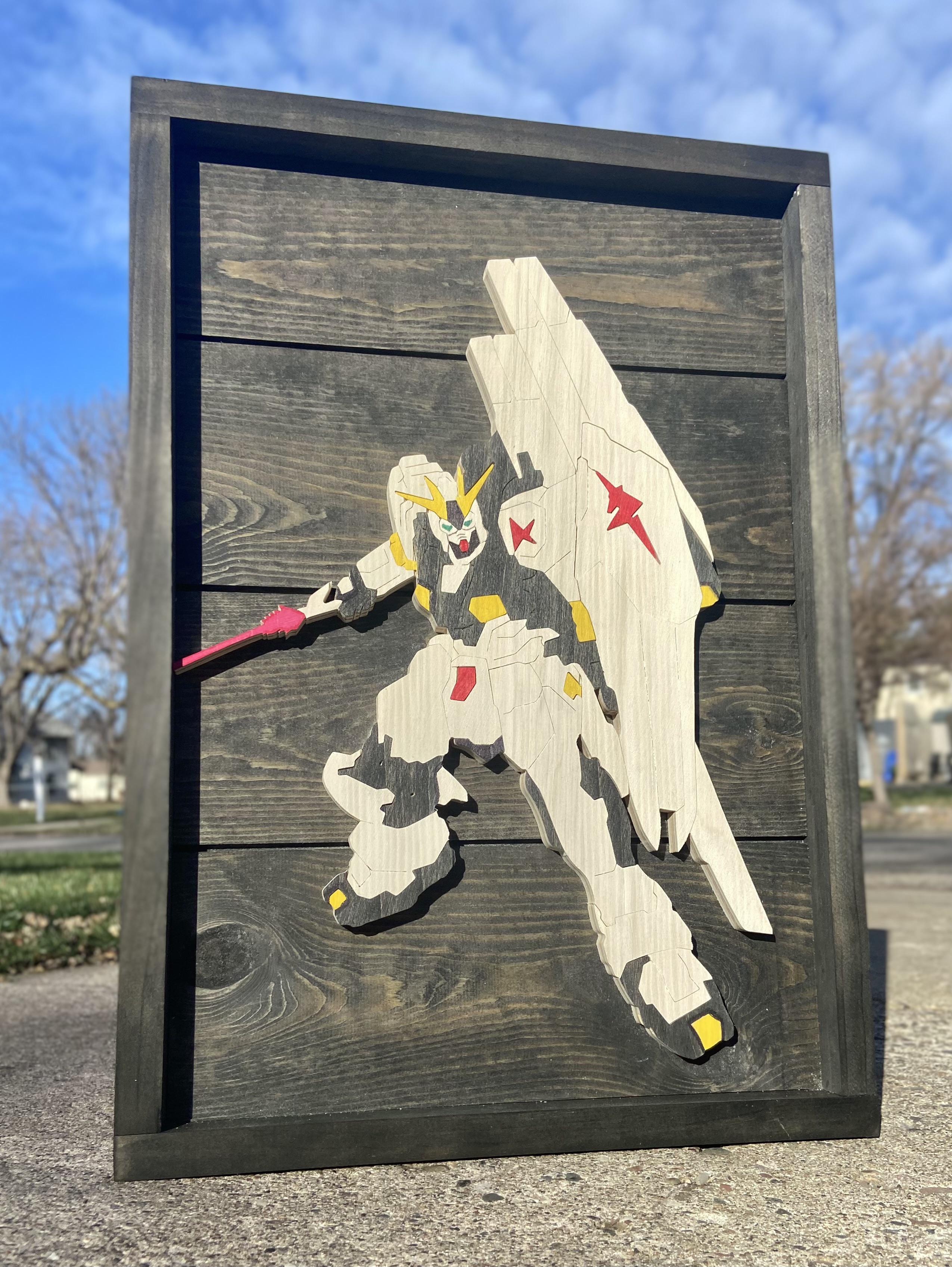 Check out this custom wood art piece I made! Gundam