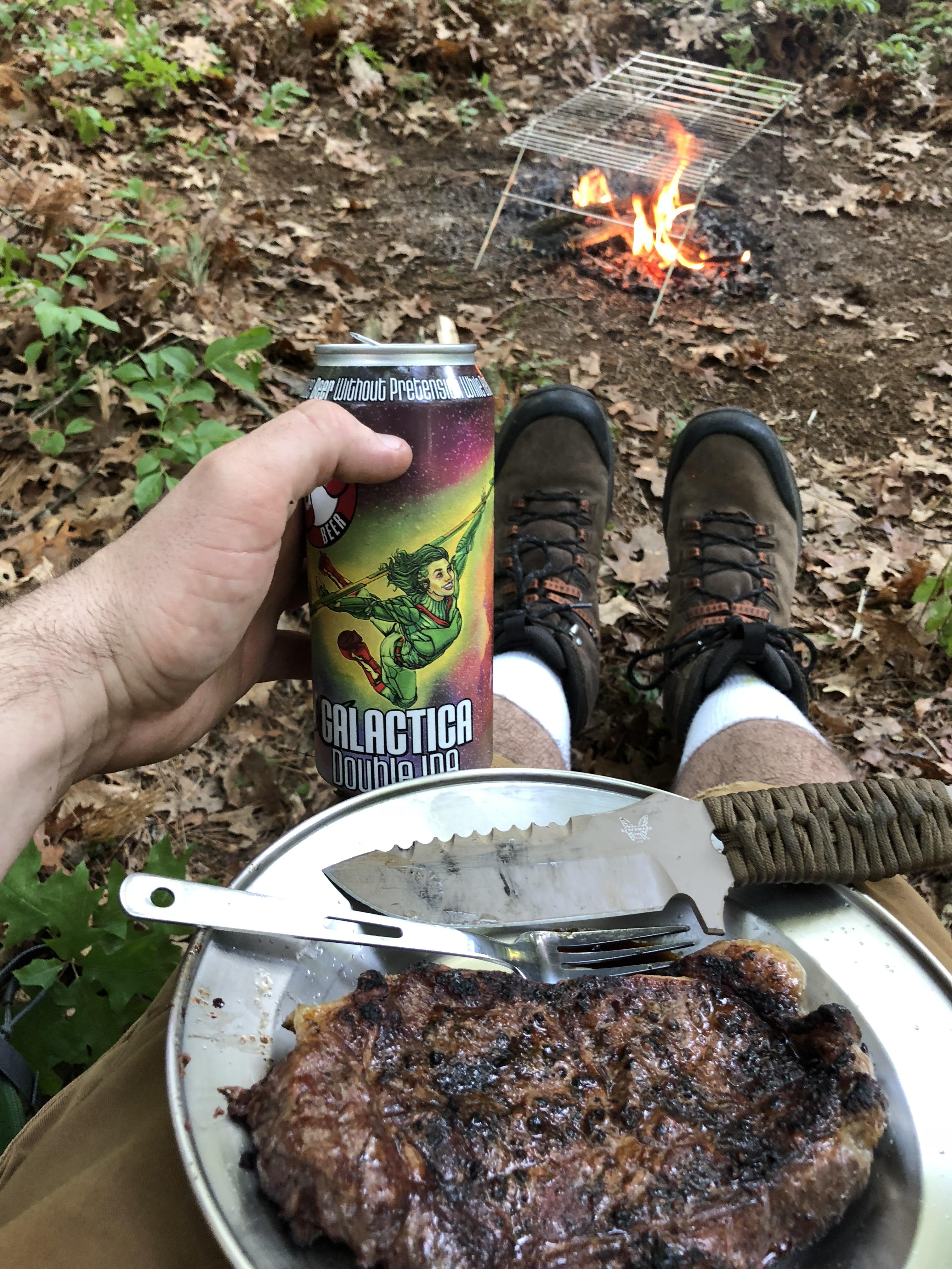 The perfect steak and beer r/CampingandHiking