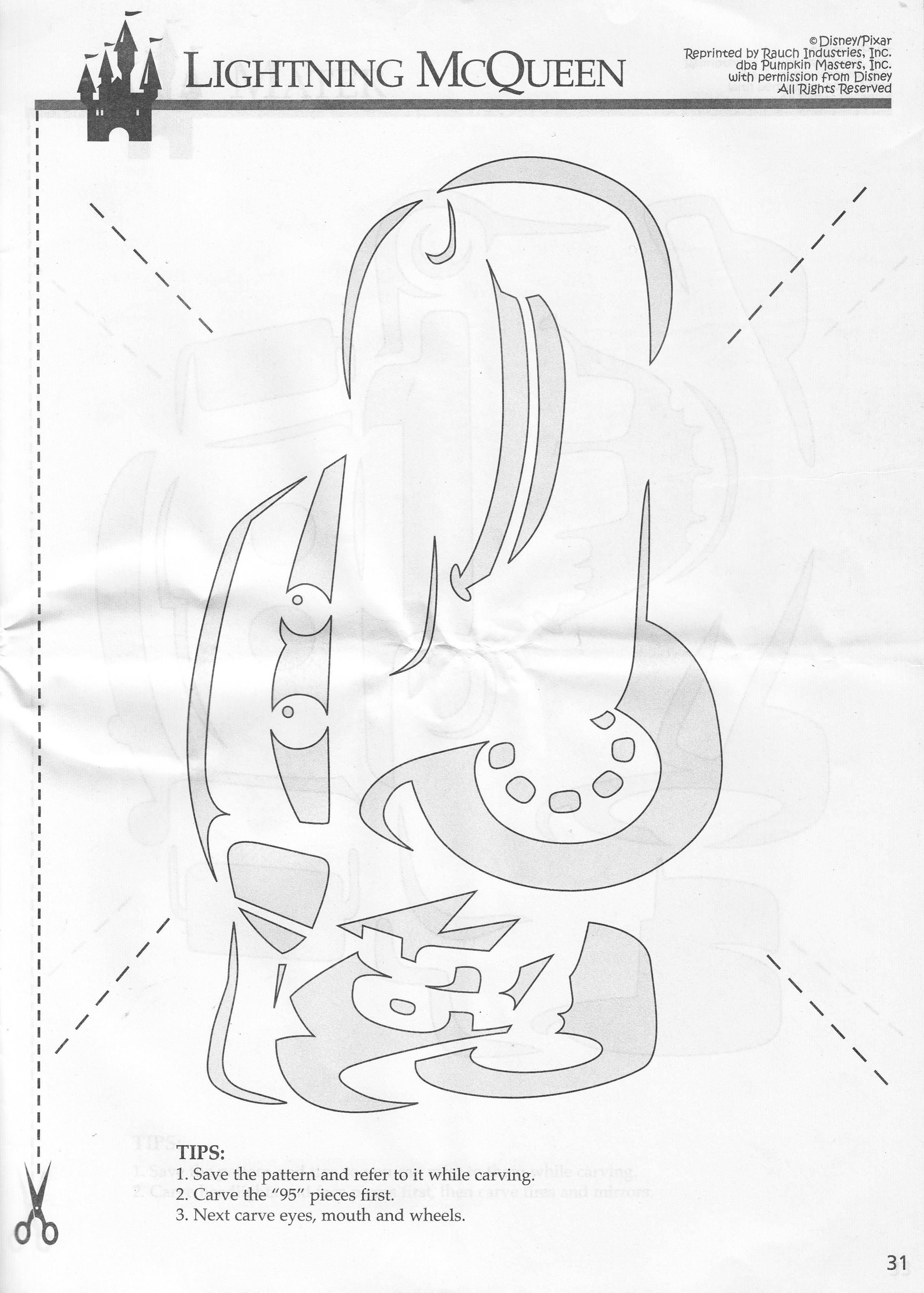 Disney Cars Lightning McQueen (Free Pumpkin Stencil Pumpkin Pattern