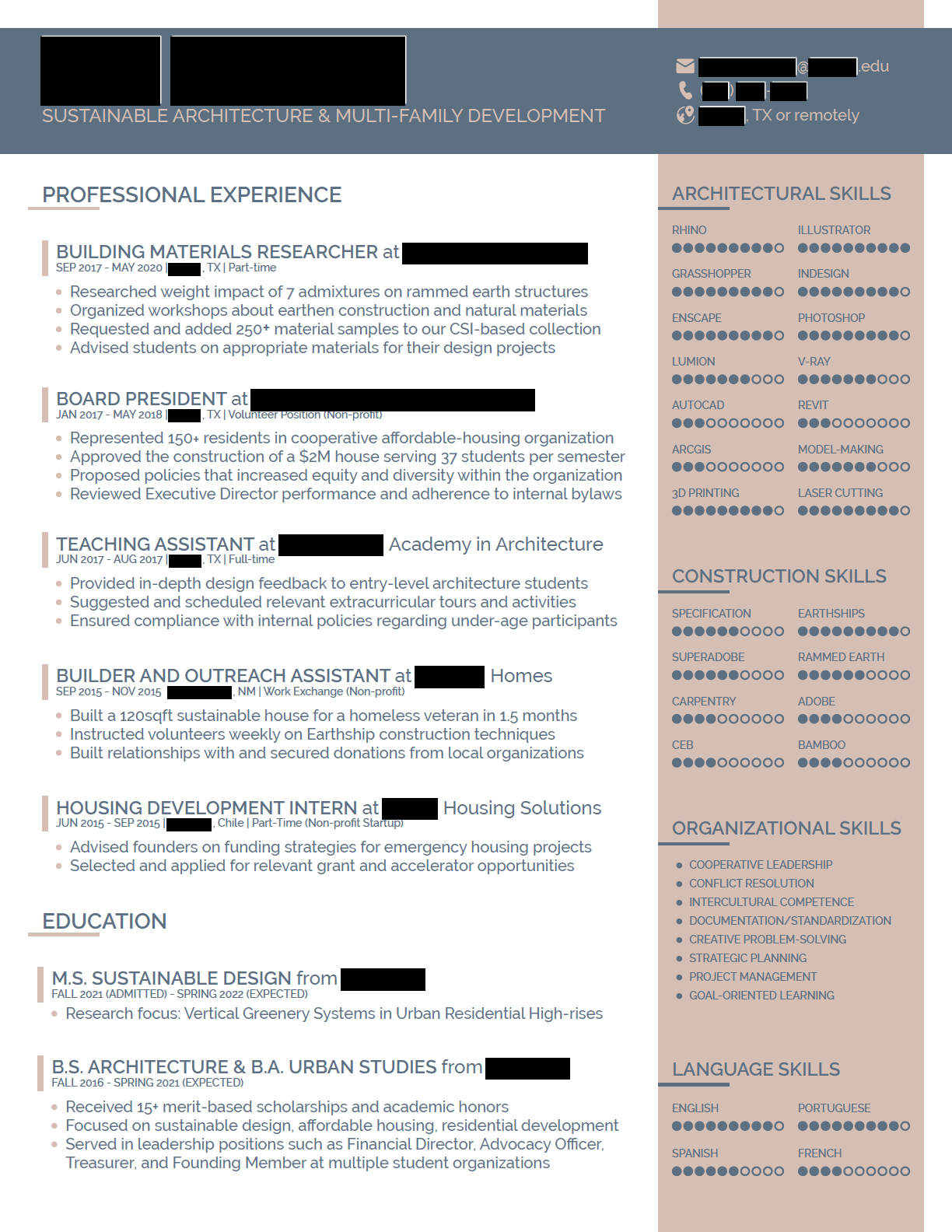 Graduating senior (Architecture and Urban Studies) looking to land