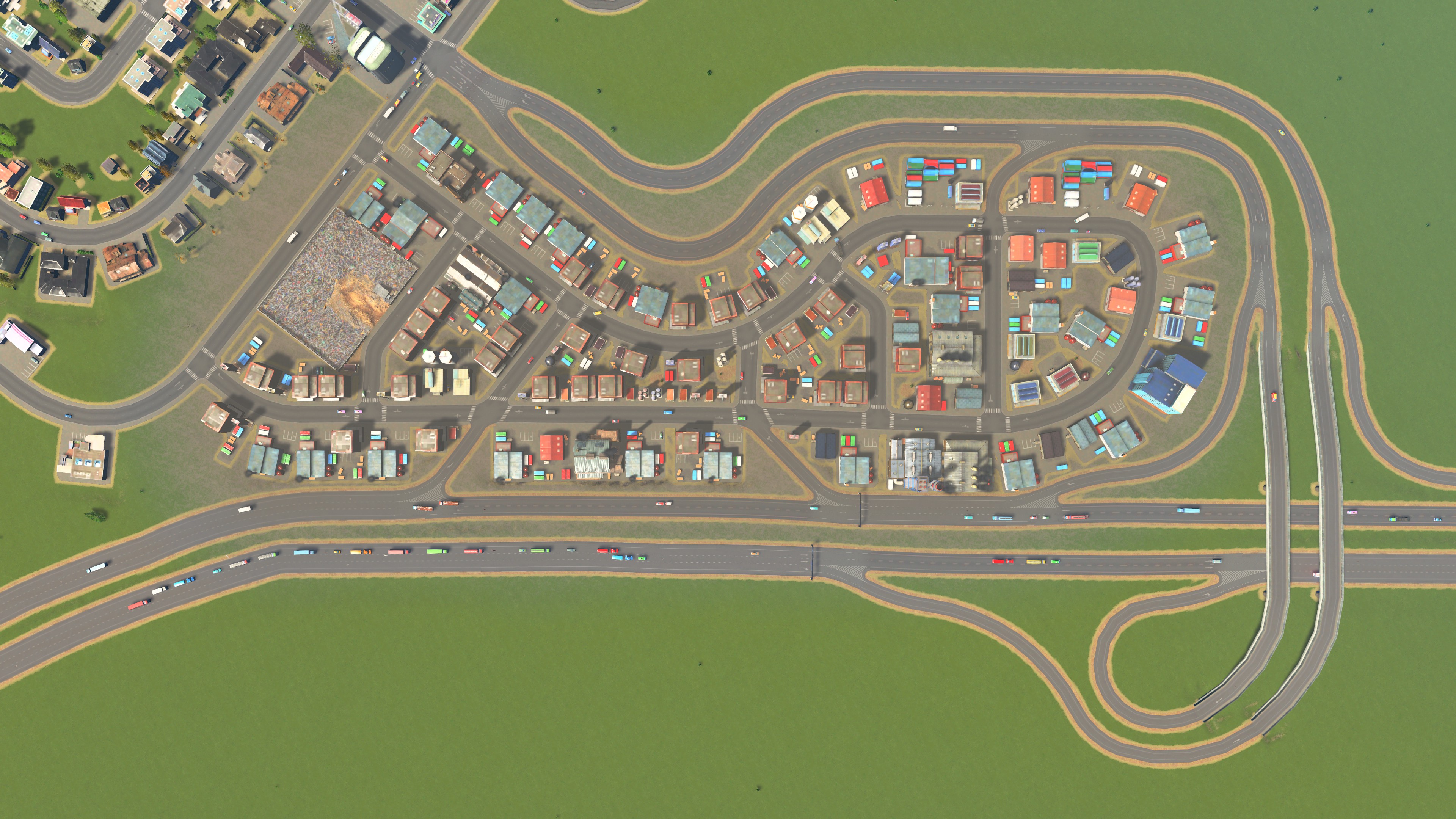 Industrial zone nestled in a highway interchange r/CitiesSkylines