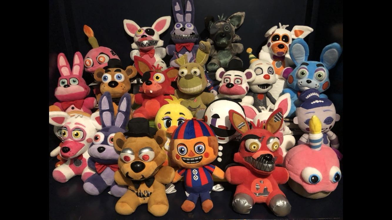 Here's my fnaf plush collection (I'm new to reddit BTW so hi