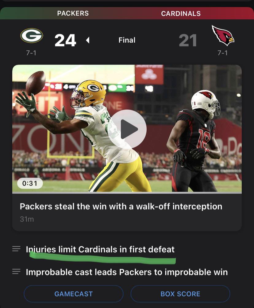 ESPN making excuses for the cardinals losing r/GreenBayPackers