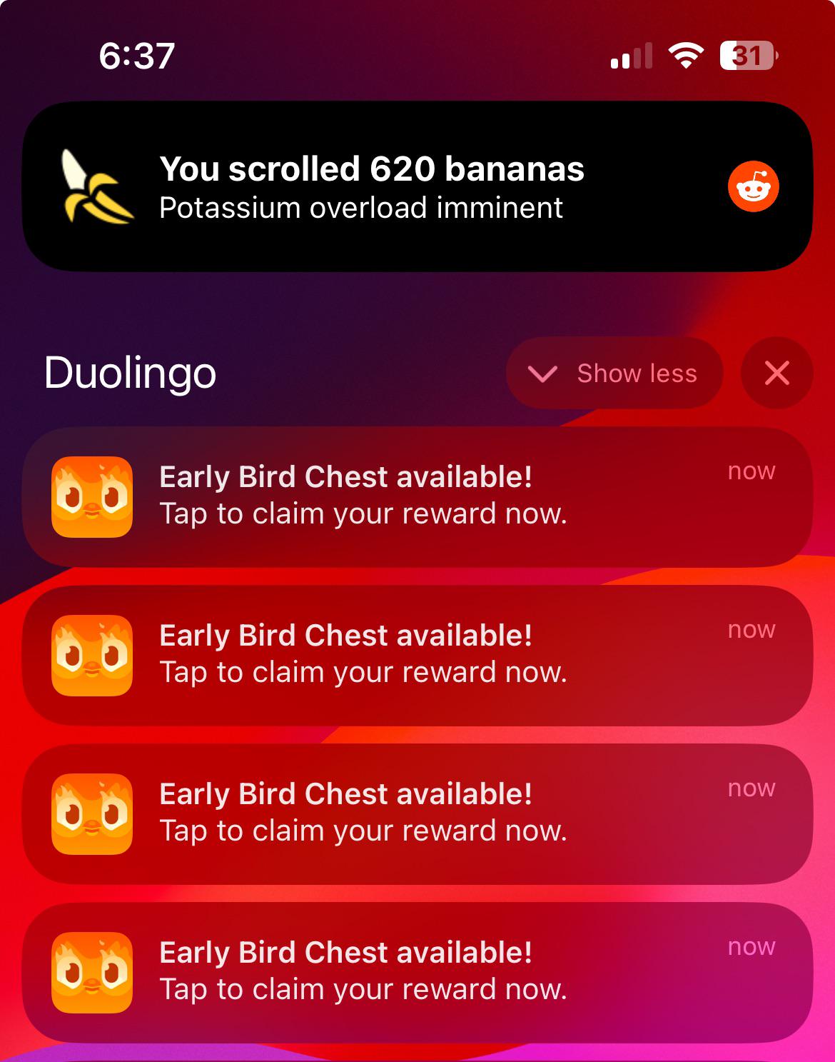 I think duo wants me to open my early bird chest r/duolingo