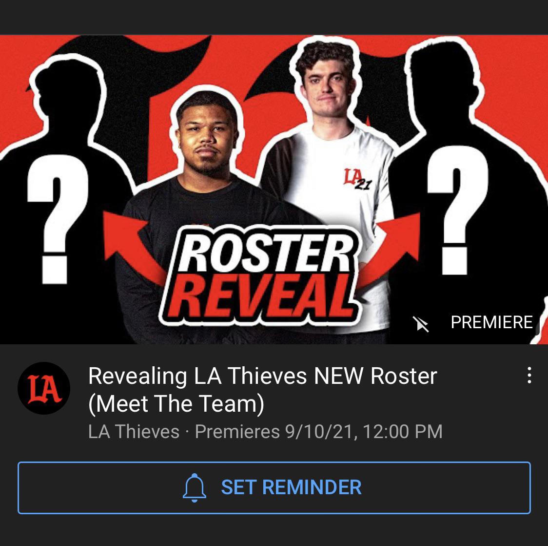 LA Thieves Roster Reveal today at 1200pm 👀💯