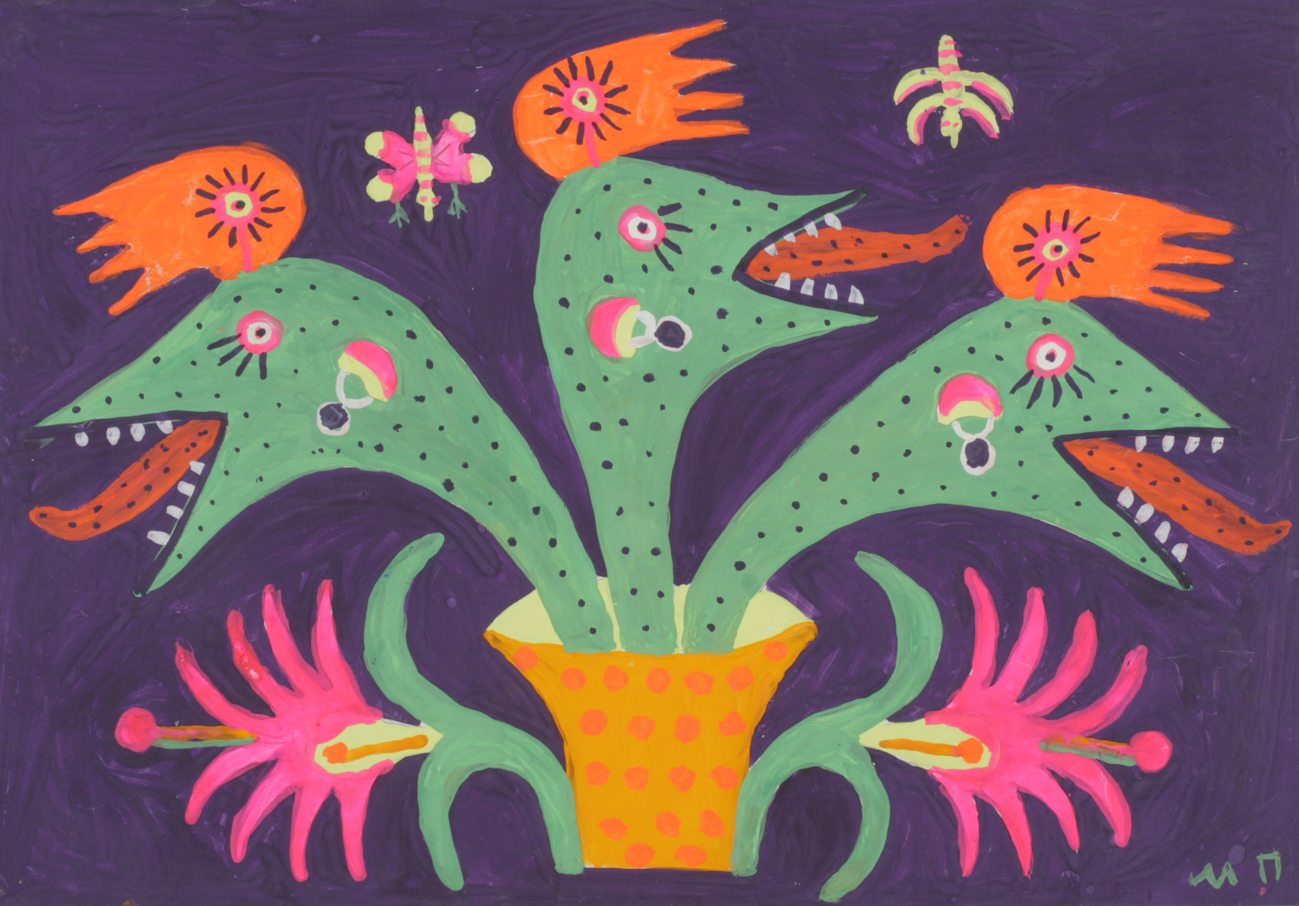 Maria Prymachenko, The Flowers Grew Around The Fourth Block, 1990 [1896