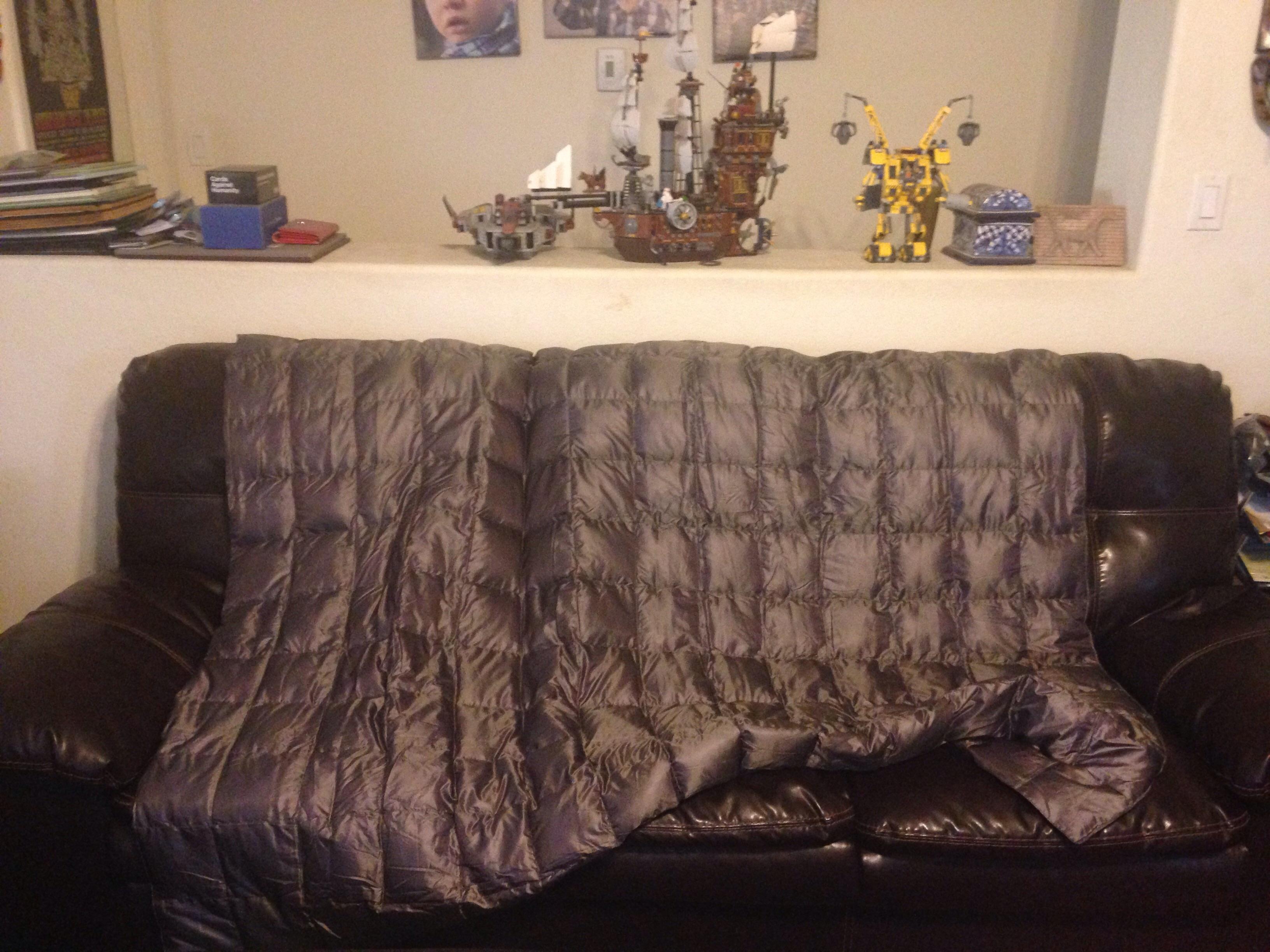 Costco is selling woobie analogs. Quilted down throws, 60 x 70, 20