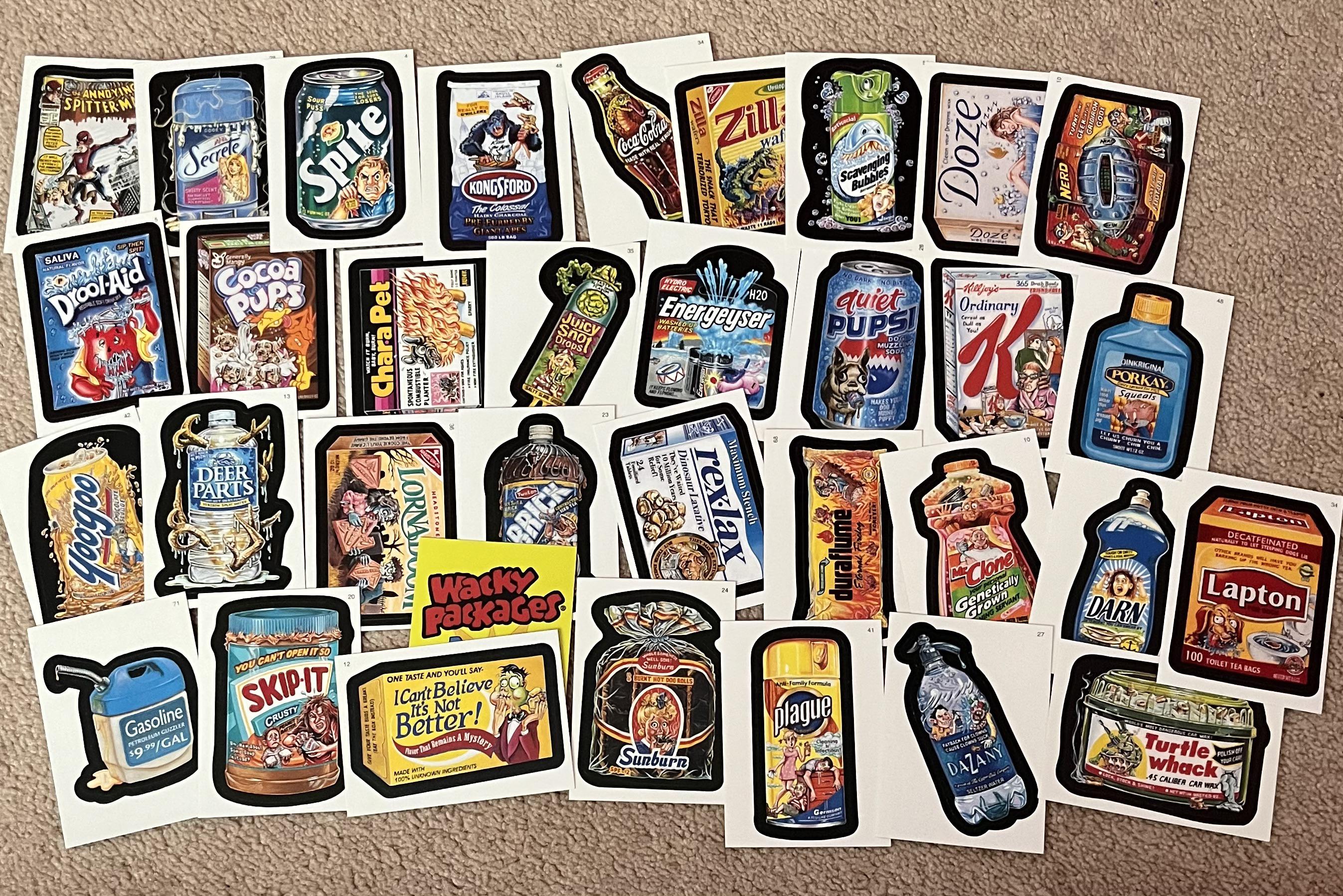 I have so many (wayyy more than shown) wacky package stickers that I