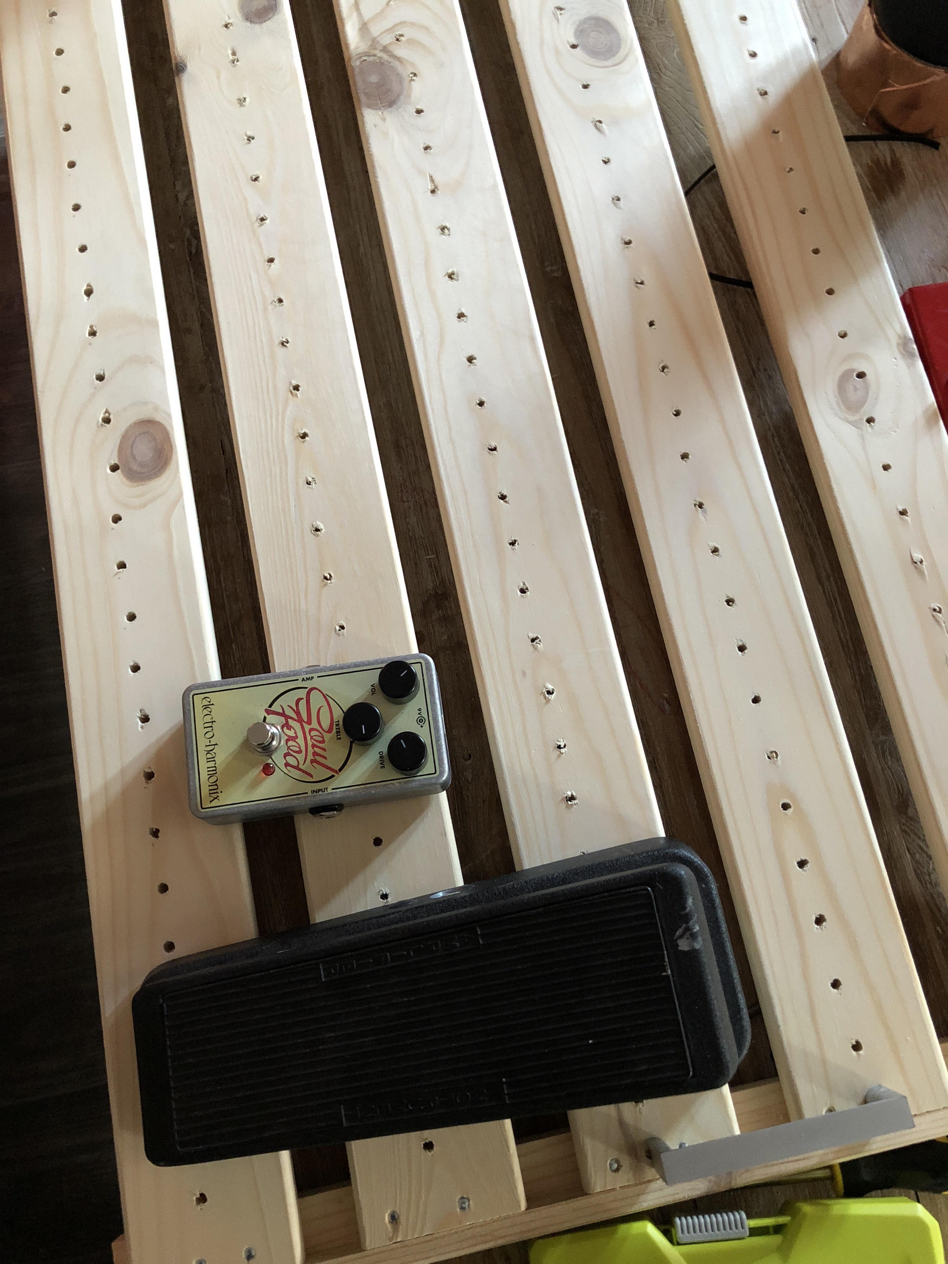 Working on a new pedal board. Hejne from Ikea, With Zip Ties. r